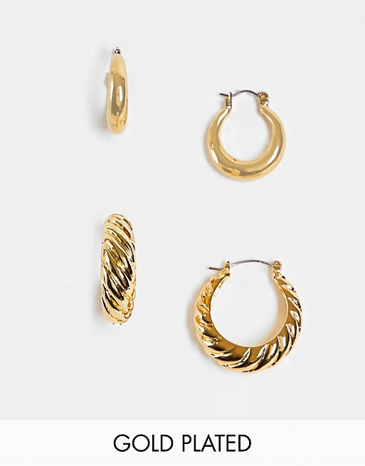 Stalove Złotko - ASOS DESIGN Zestaw 2 złotych kolczyków 30769 Stalove Złotko - ASOS DESIGN Zestaw 2 złotych kolczyków 30769
