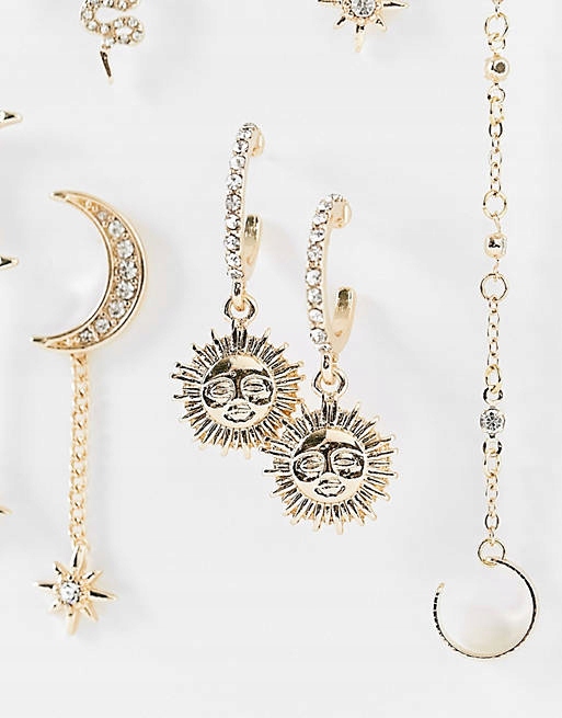 Stalove Złotko - ASOS DESIGN 6 kolczyków z motywem nieba 30762 Stalove Złotko - ASOS DESIGN 6 kolczyków z motywem nieba 30762