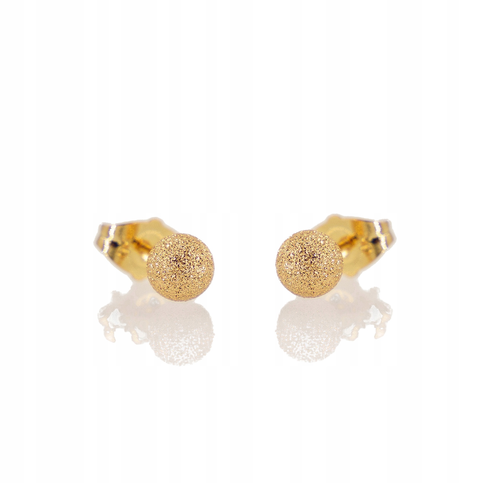 Stalove Złotko - Kolczyki Wkręty Matowe Teksturowe Kulki 6mm Złote Stal 731