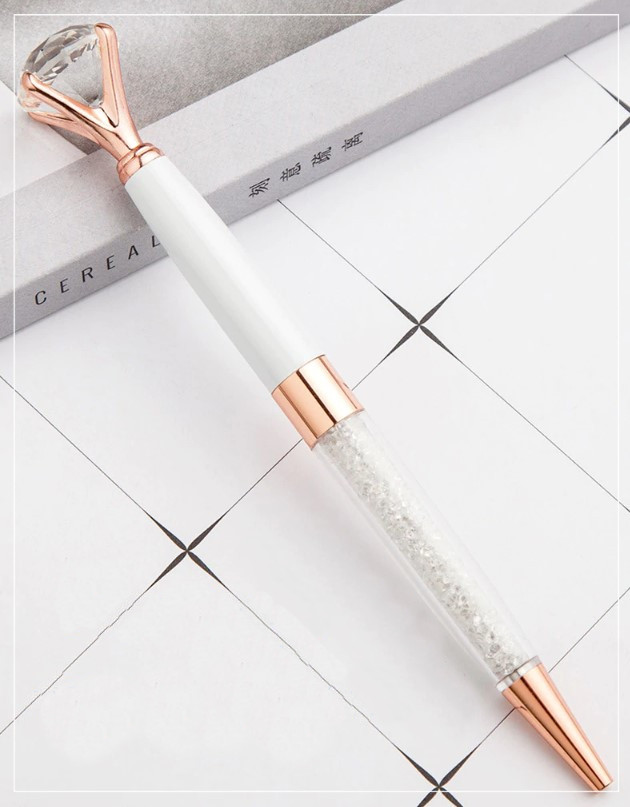 długopis Z DIAMENTEM i KRYSZTAŁKAMI biały damski