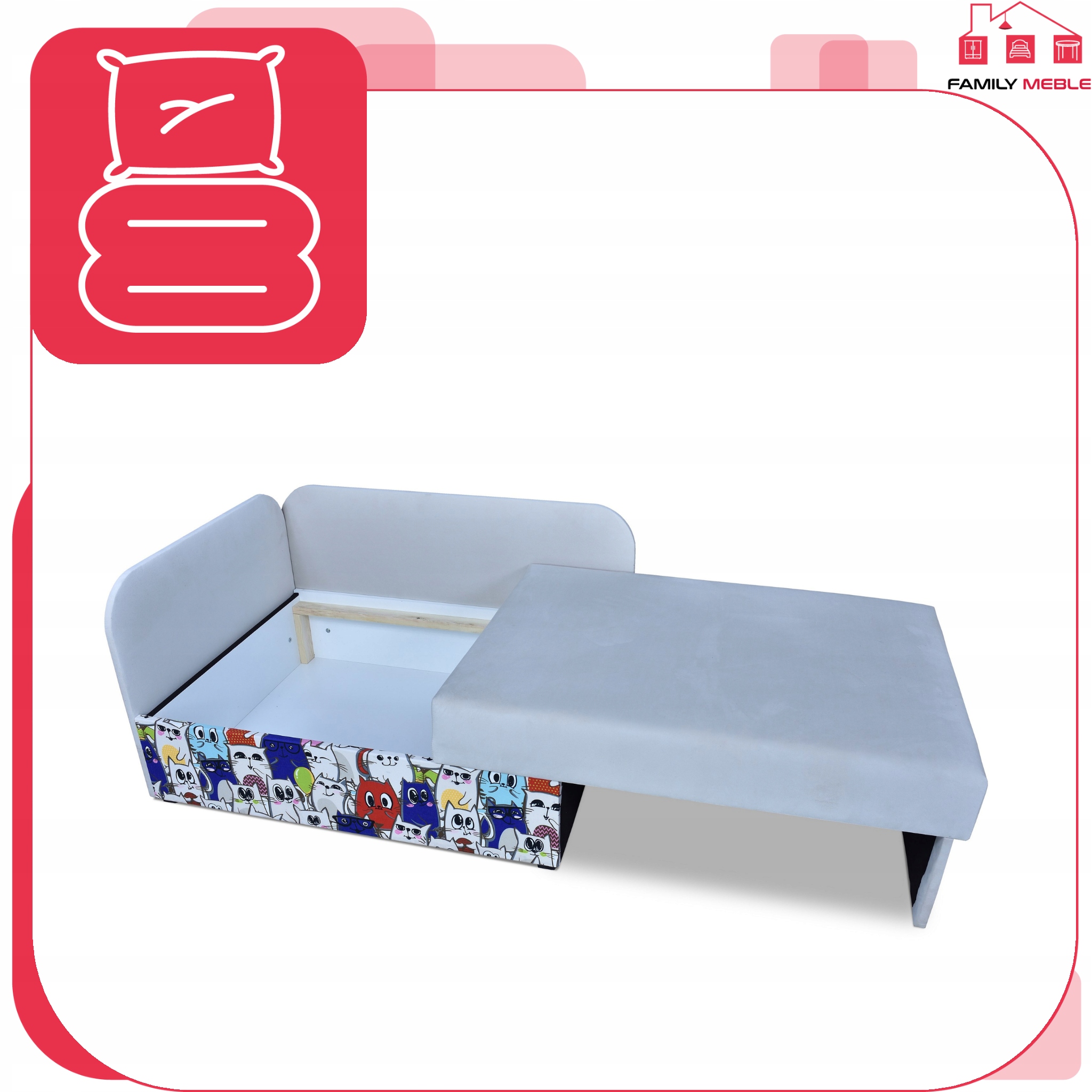 Narożnik dziecięcy Bambino rozkładany pojemnik łóżko dzieci materac kubuś