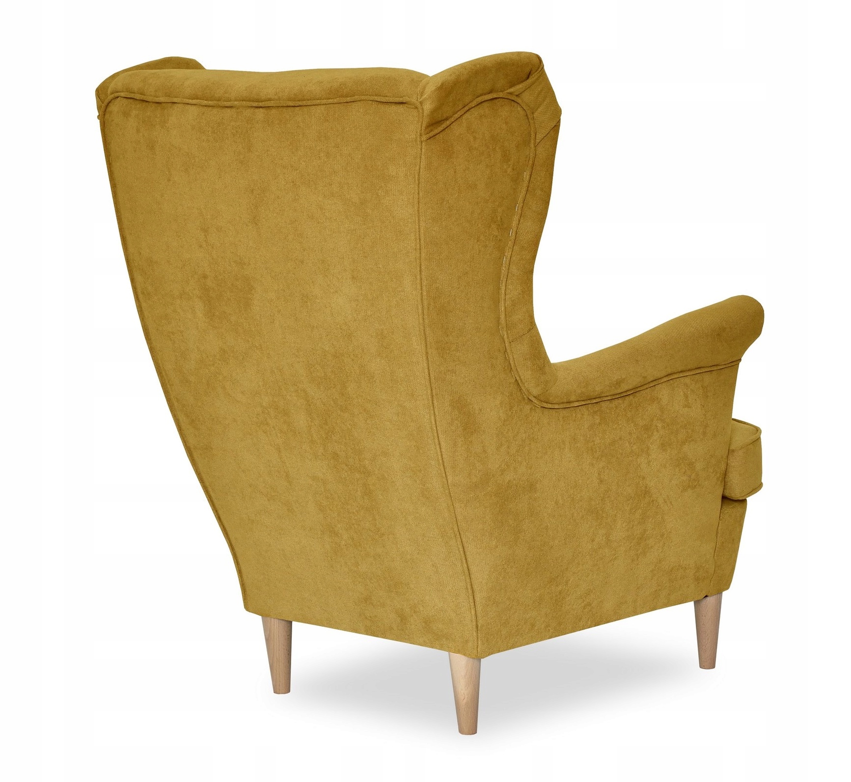 Fotel uszak ARI z podnóżkiem, skandynawski Family Meble melonowy złoty