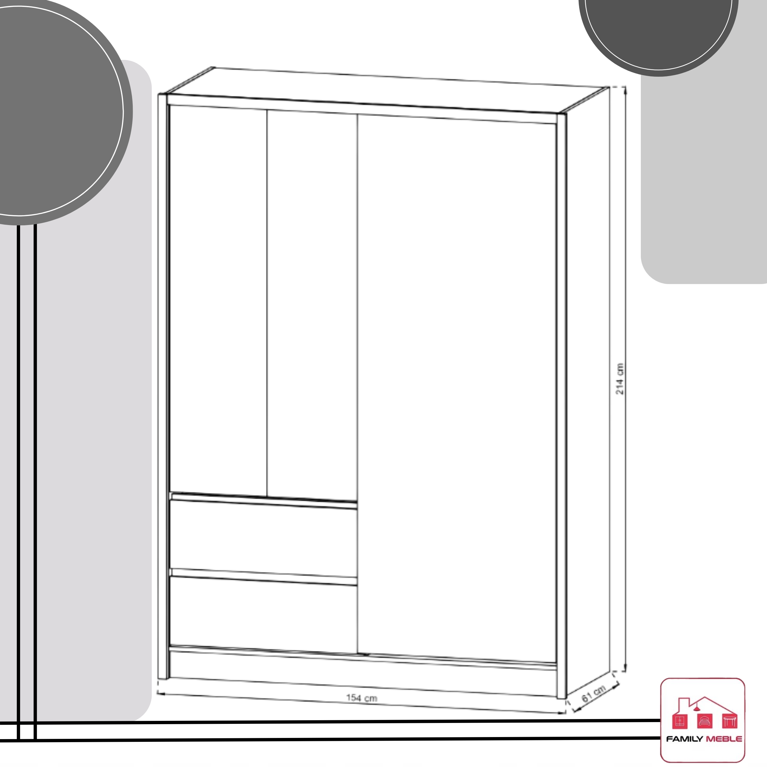 SZAFA GARDEROBA PRZESUWNA LILIA BIAŁA ARTISAN 150CM DUŻA DRĄŻEK LUSTRO