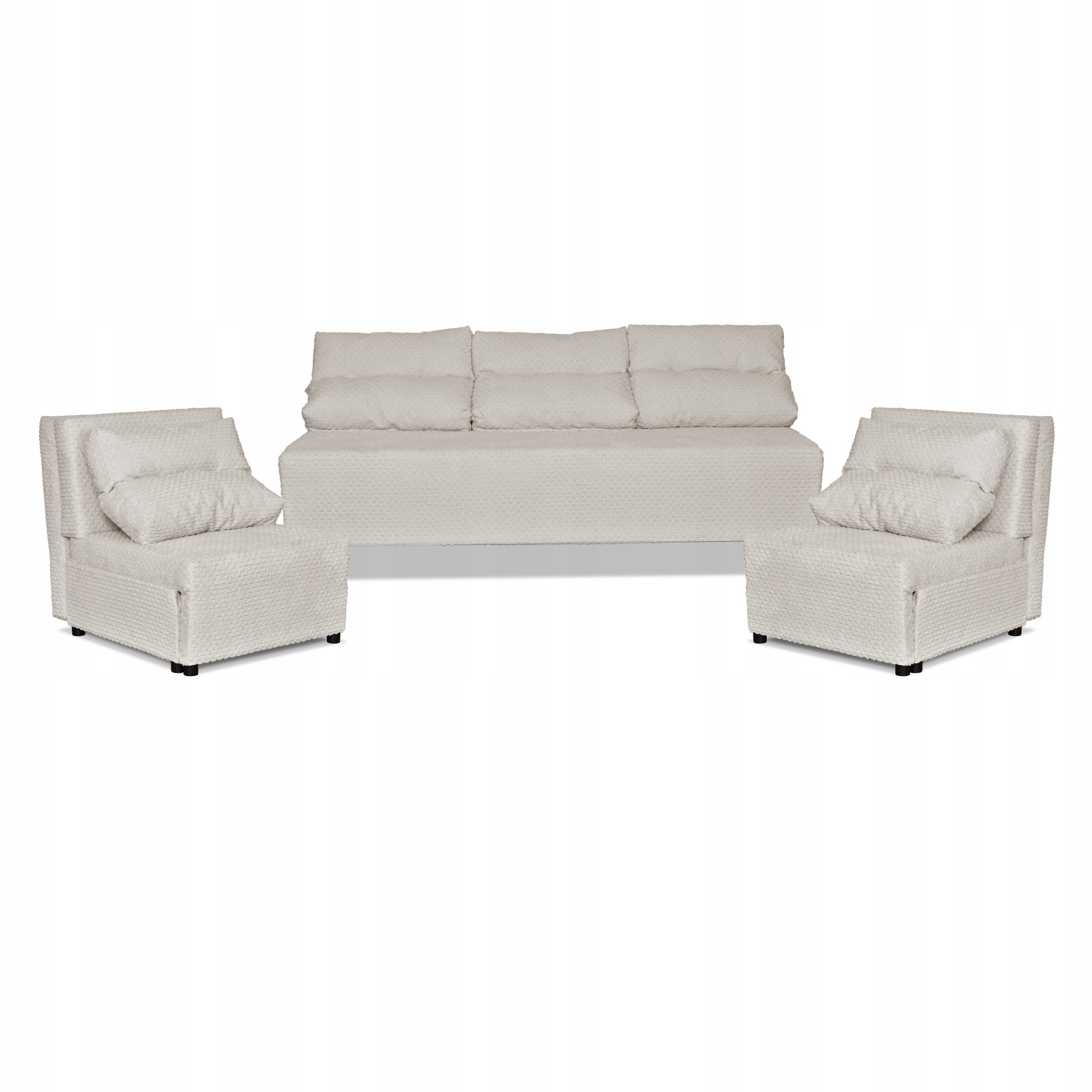 Zestaw KIMO funkcja spania sofa fotele Family Meble beżowy Twisster sztruks