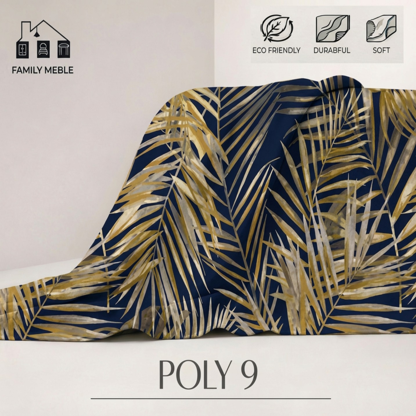 Zestaw wypoczynkowy sofa 2-os 2 fotele granatowy Soler Family Meble — tkanina