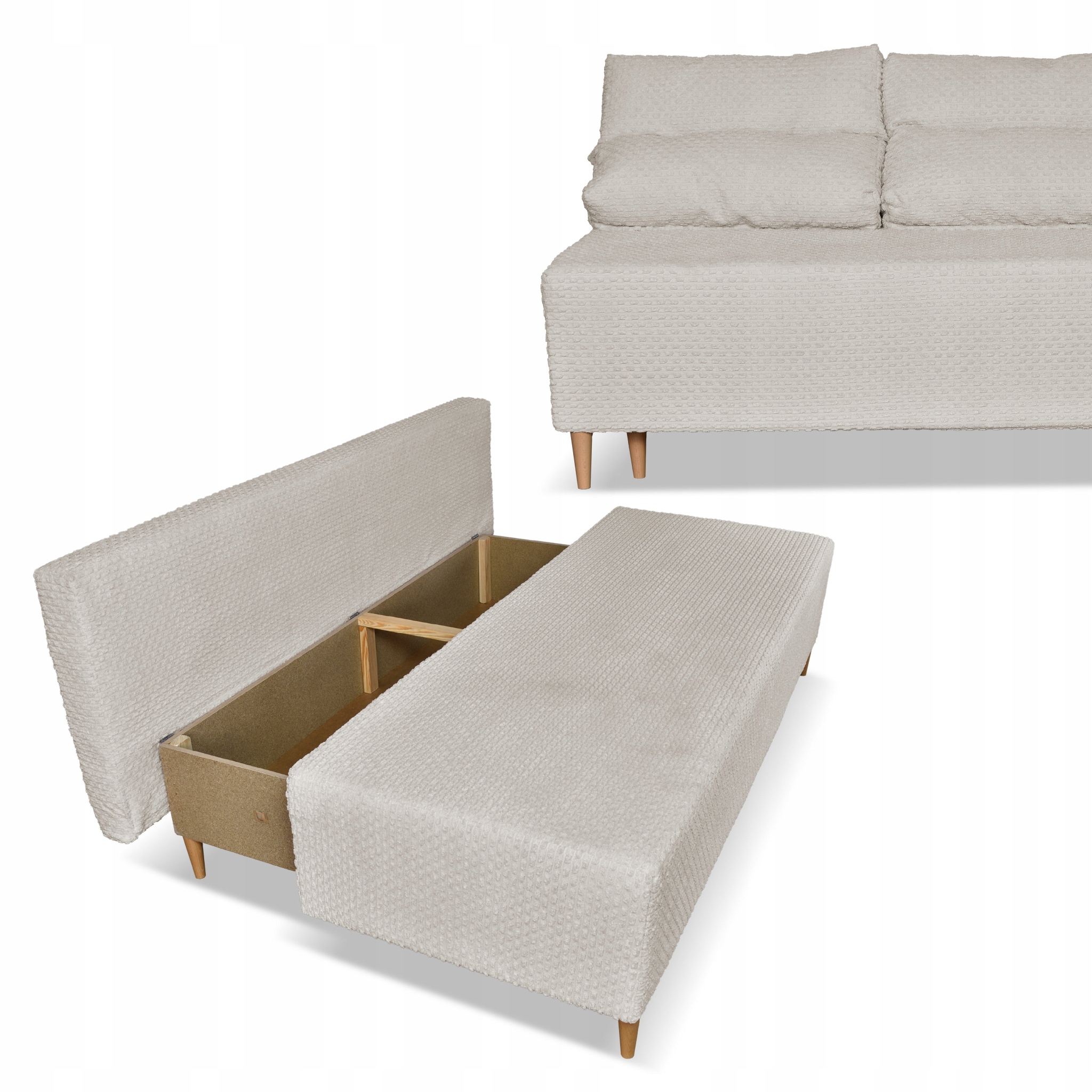 Zestaw KIMO funkcja spania sofa fotele Family Meble beżowy Twisster sztruks