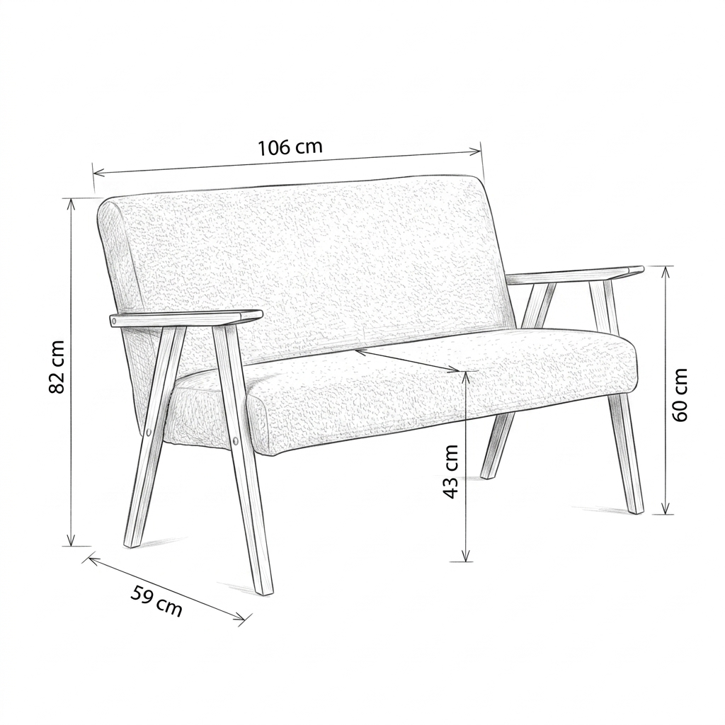 Sofa w stylu PRL retro kanapa vintage welur niebieski Soler Family Meble — wymiary