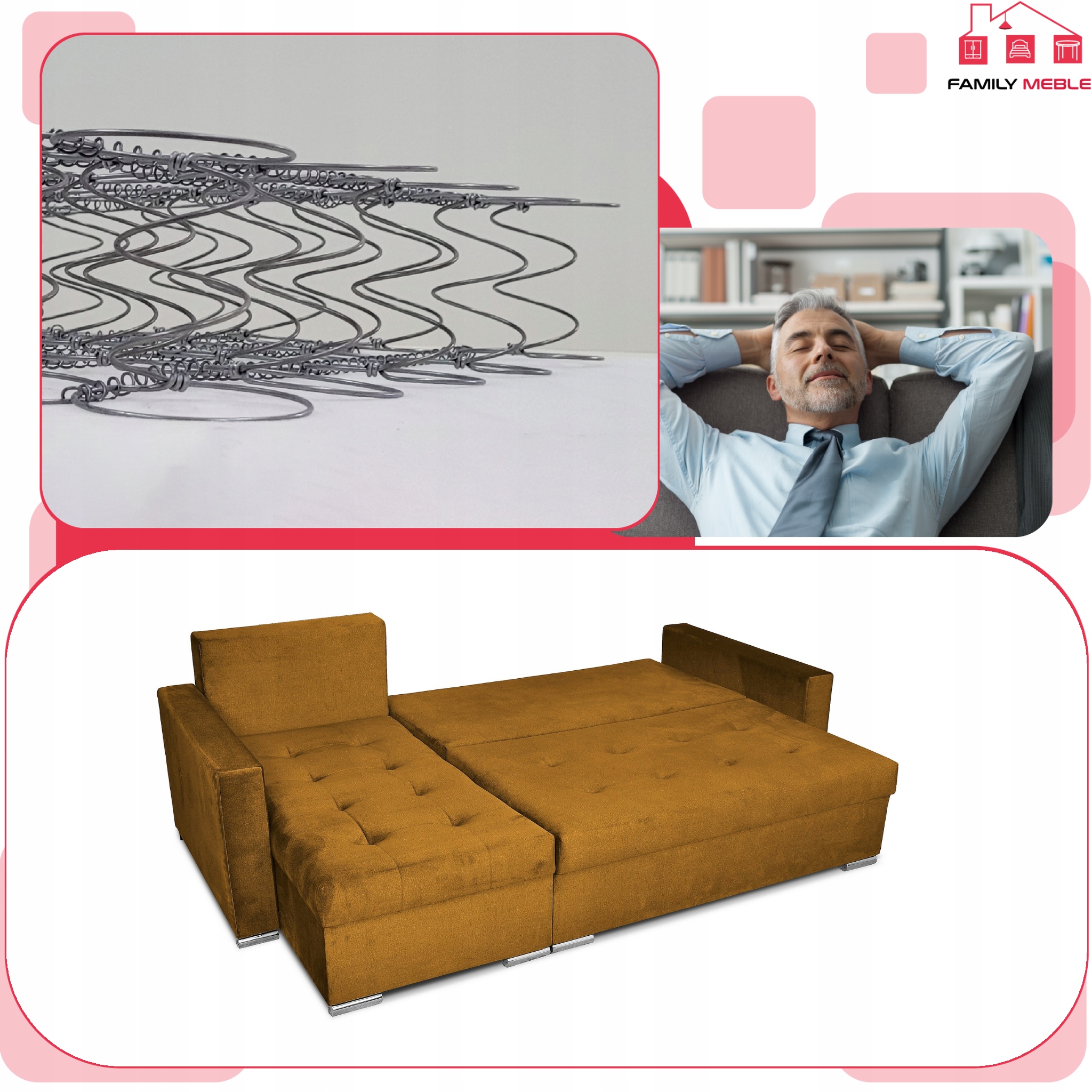 Narożnik Varius rozkładany z funkcją spania Family meble rogówka