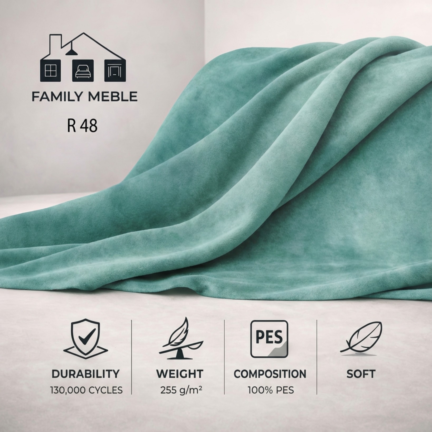 Kanapa sofa rozkładana f spania reg zagłówek welur niebieski Savio 3 os — tkanina