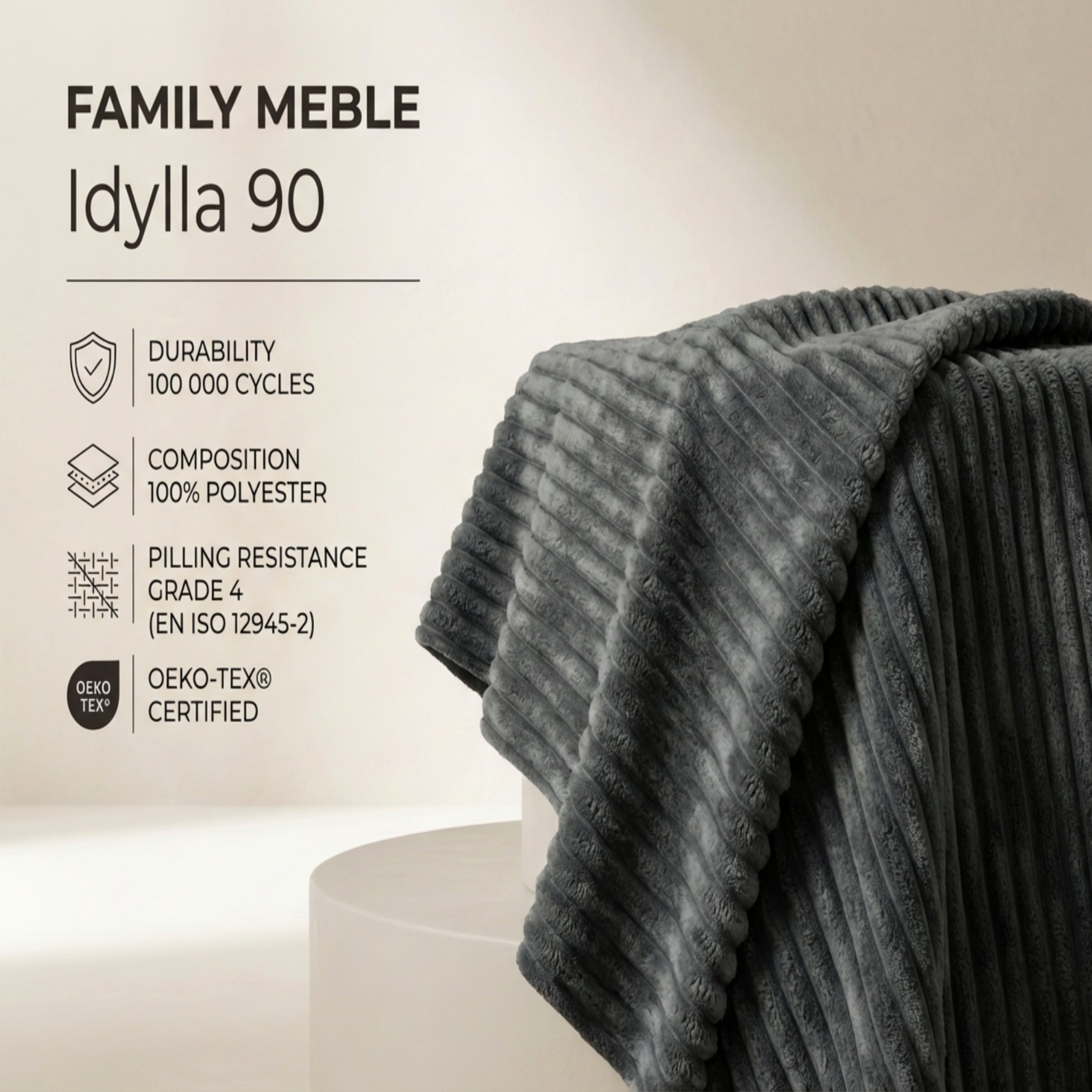 Fotel uszak skandynawski szary antracyt miękki wygodny Idylla Family Meble — tkanina