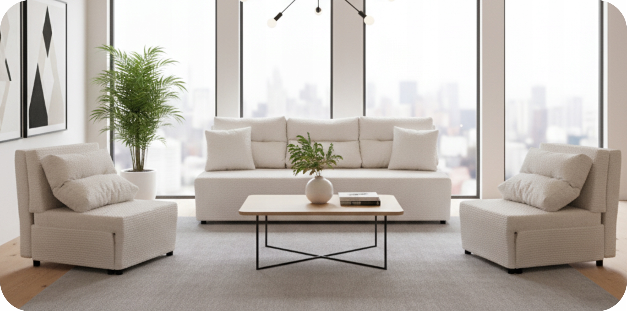 Zestaw KIMO funkcja spania sofa fotele Family Meble beżowy Twisster sztruks