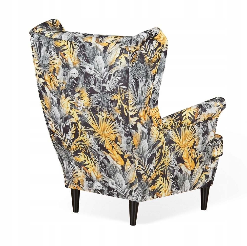 Fotel uszak ARI PRINT z podnóżkiem skandynawski Family Meble wzór 3D