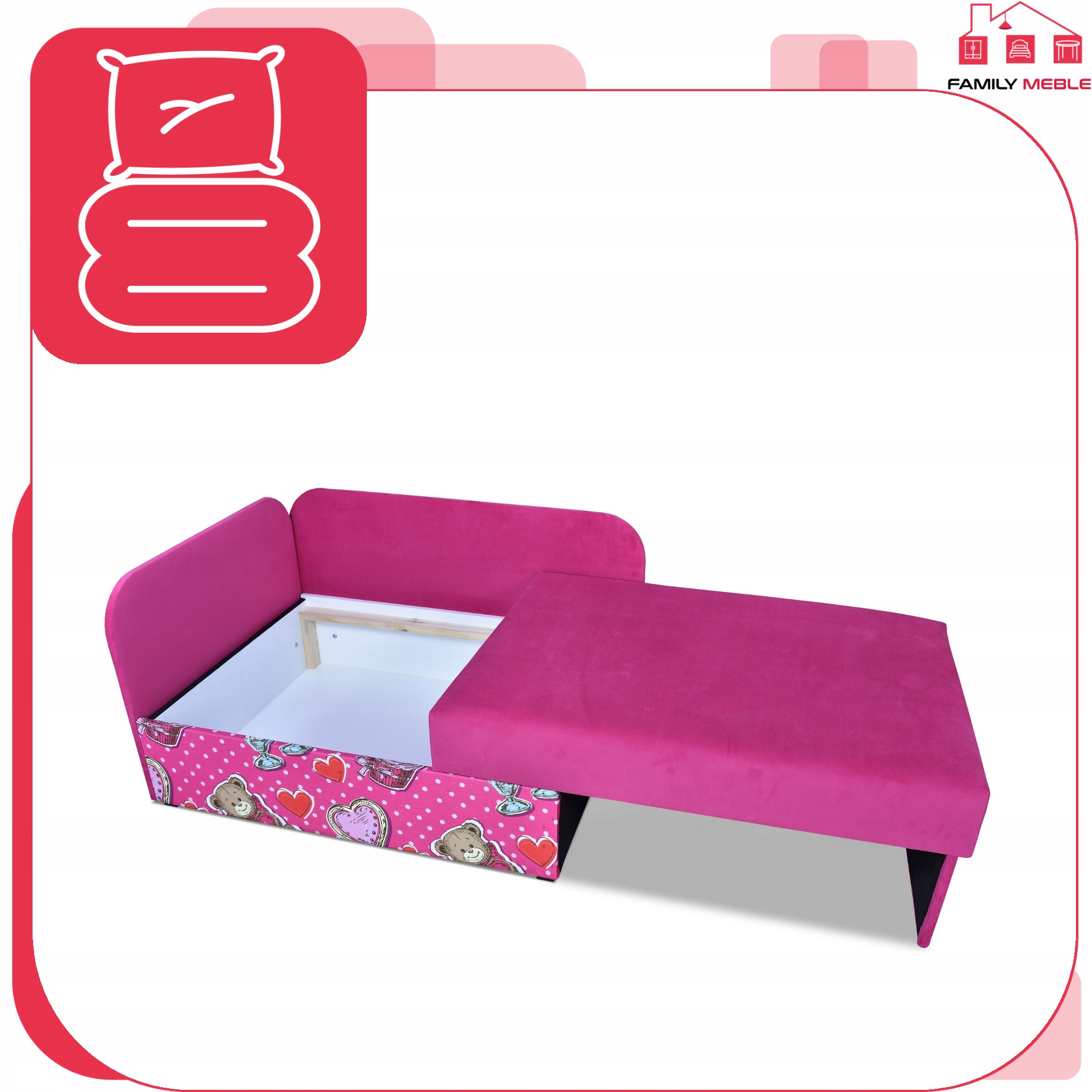 Narożnik dziecięcy Bambino rozkładany pojemnik łóżko dzieci materac kubuś