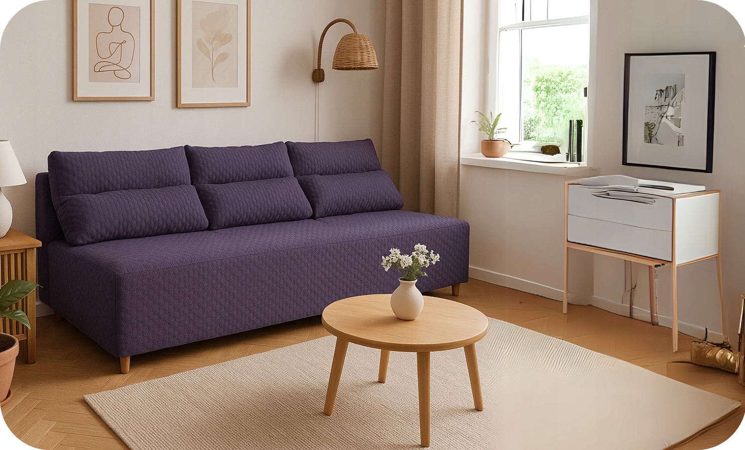 Zestaw KIMO funkcja spania sofa fotele Family Meble beżowy Twisster sztruks