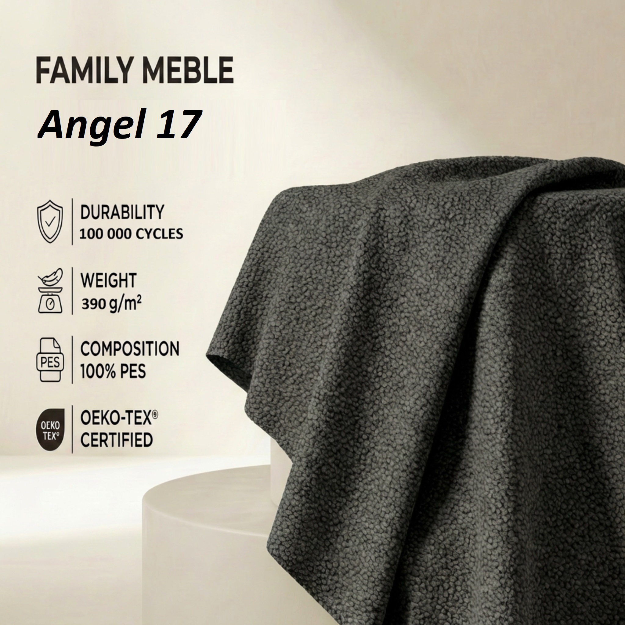 Kanapa sofa rozkładana f spania reg zagłówek Boucla czarny Savio Family — tkanina
