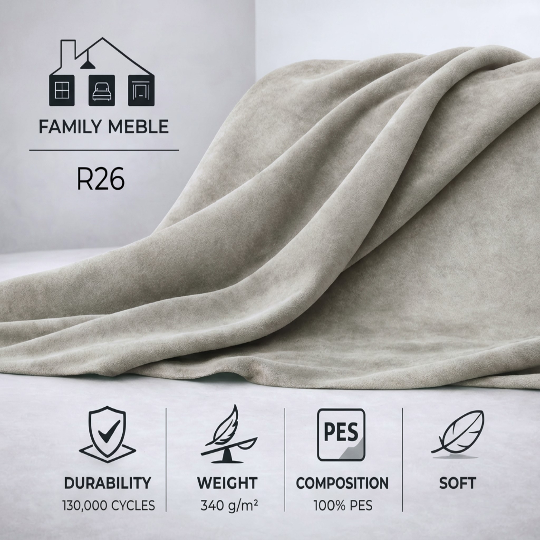 Pufa podnóżek siedzisko kostka szary welur FAMI Family Meble — tkanina