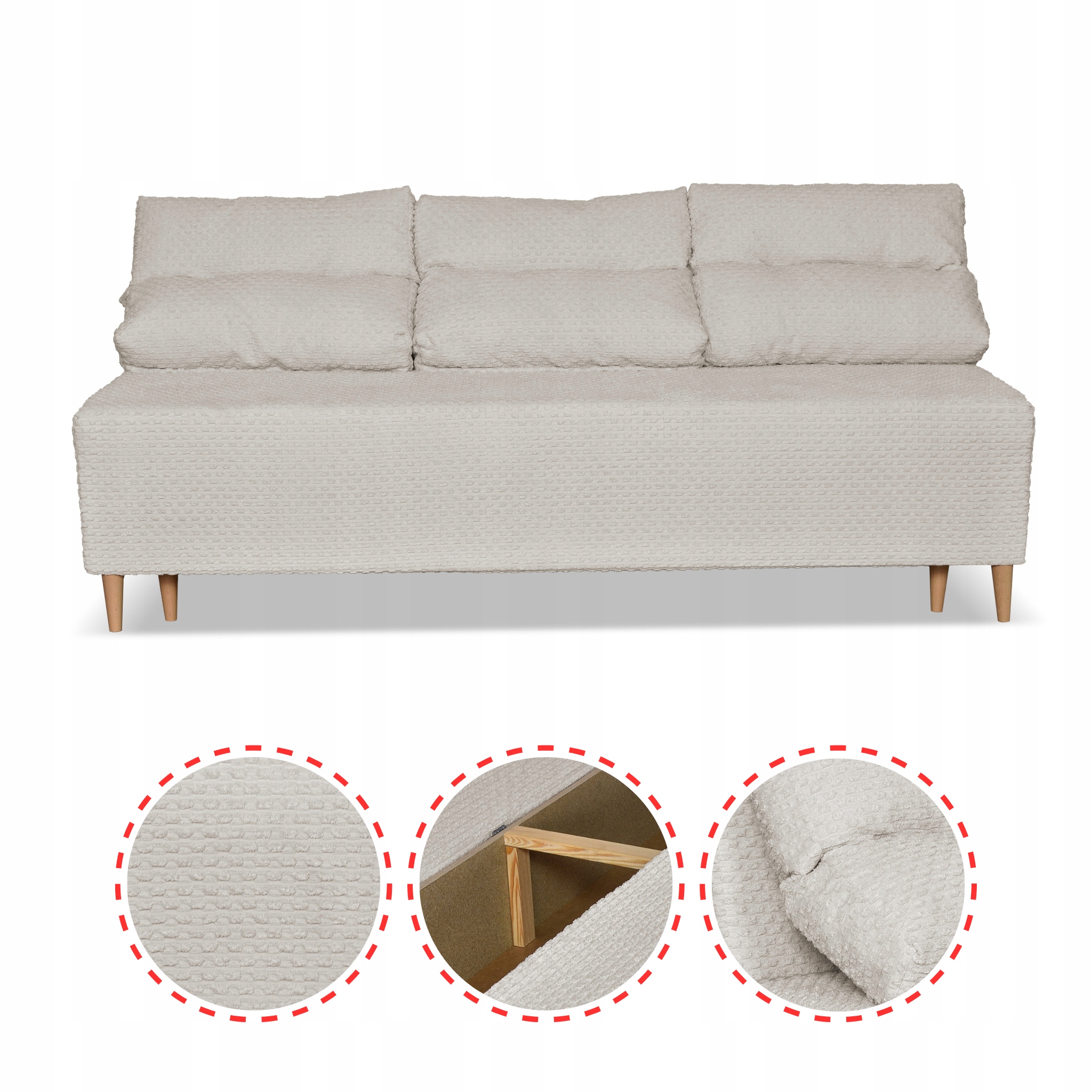 Zestaw KIMO funkcja spania sofa fotele Family Meble beżowy Twisster sztruks