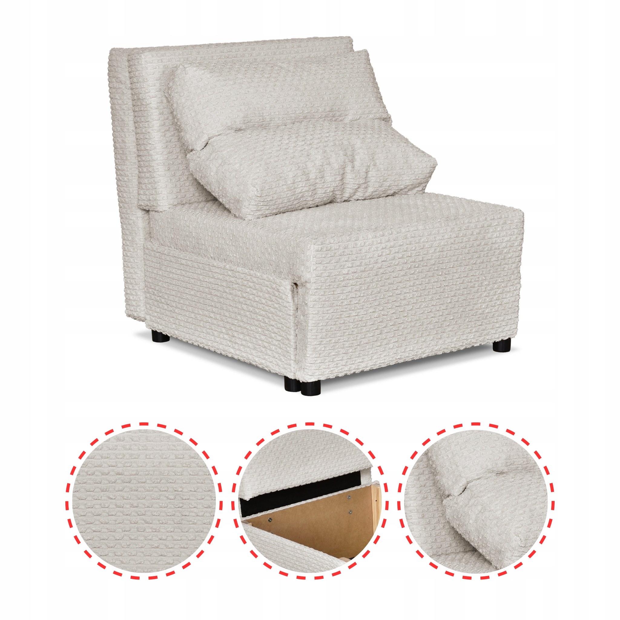 Zestaw KIMO funkcja spania sofa fotele Family Meble beżowy Twisster sztruks