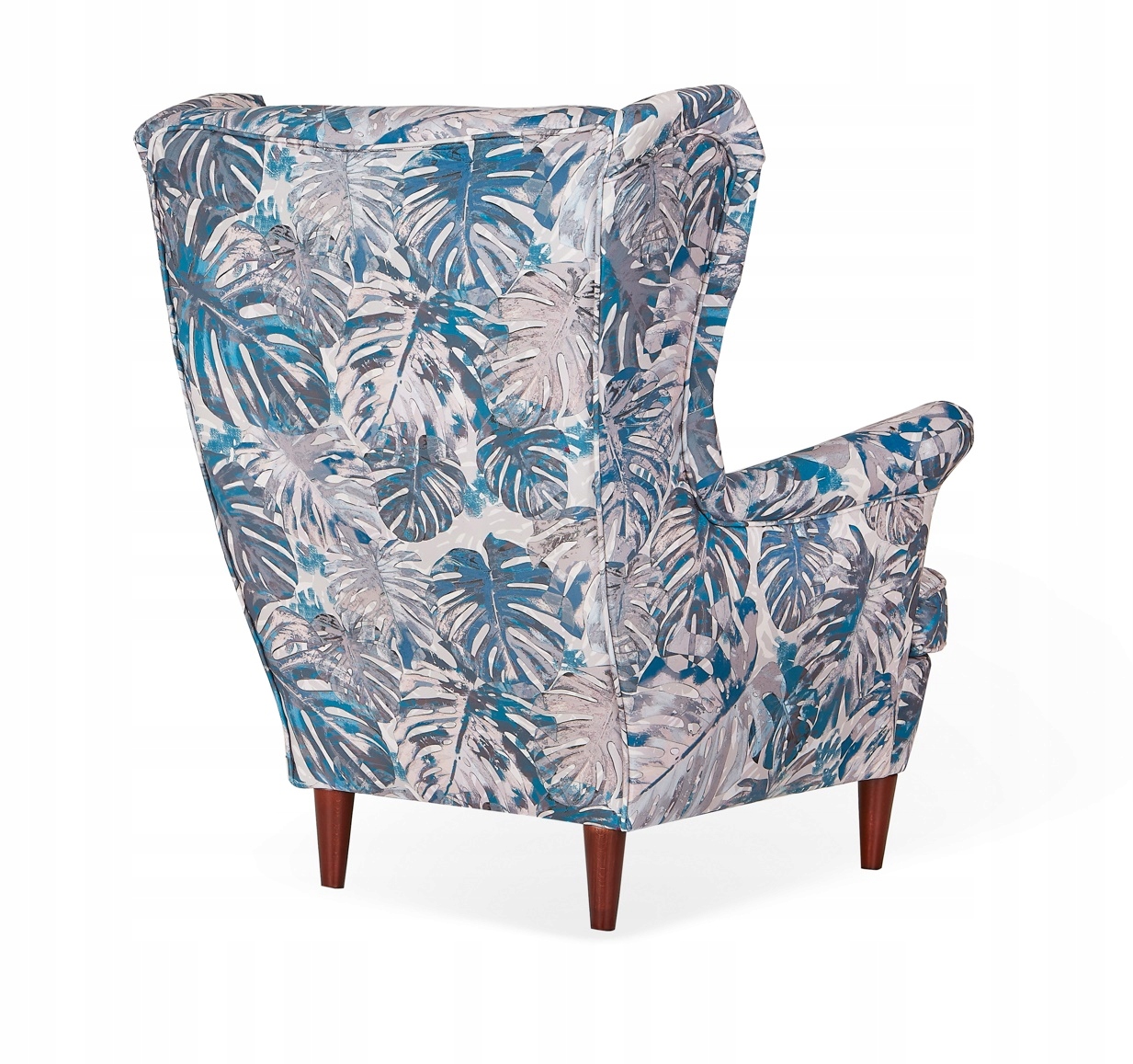 Fotel uszak ARI PRINT z podnóżkiem skandynawski Family Meble szara