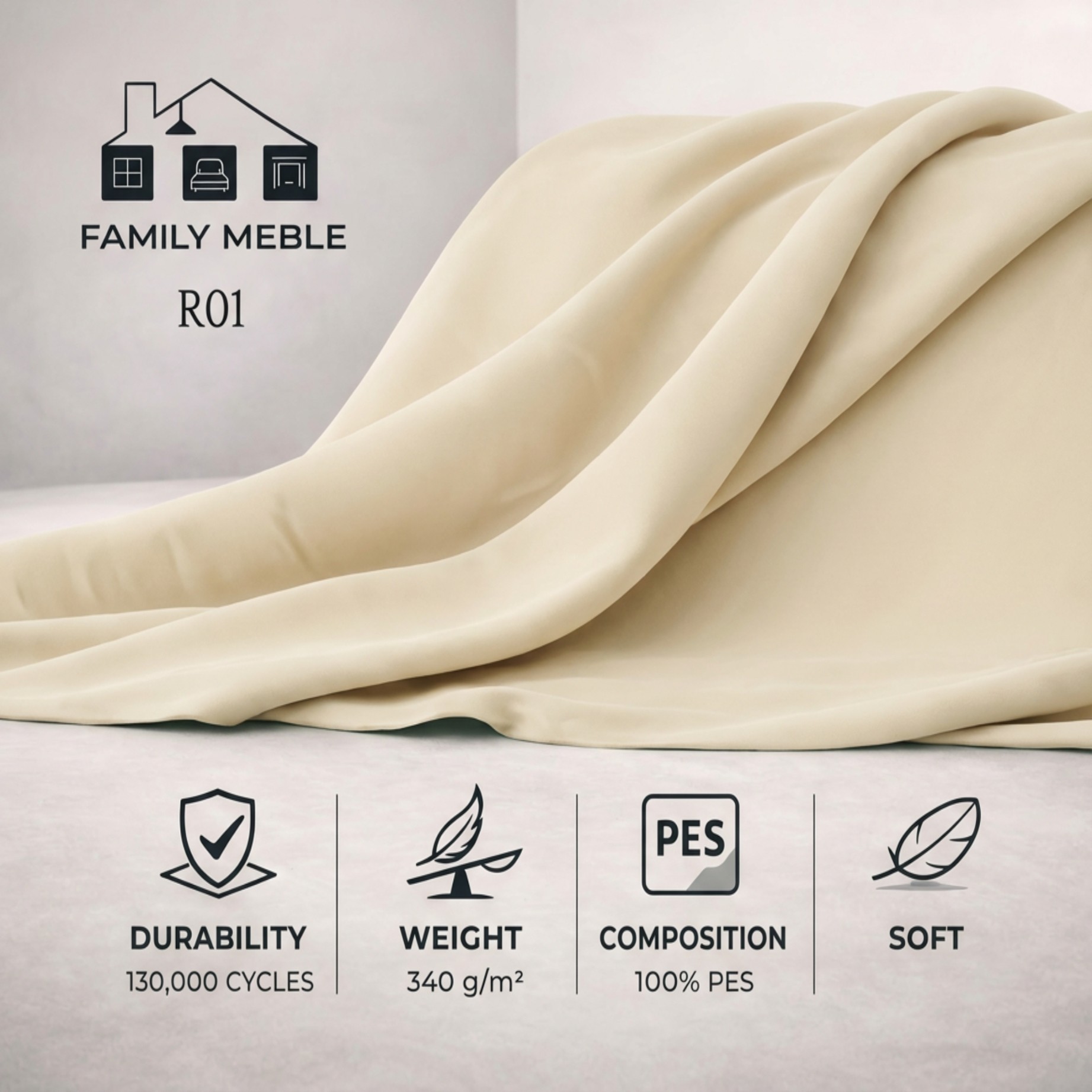 Sofa Kanapa Uszak Skandynawska beżowa nowoczesna aksamit Zoja Family Meble — tkanina