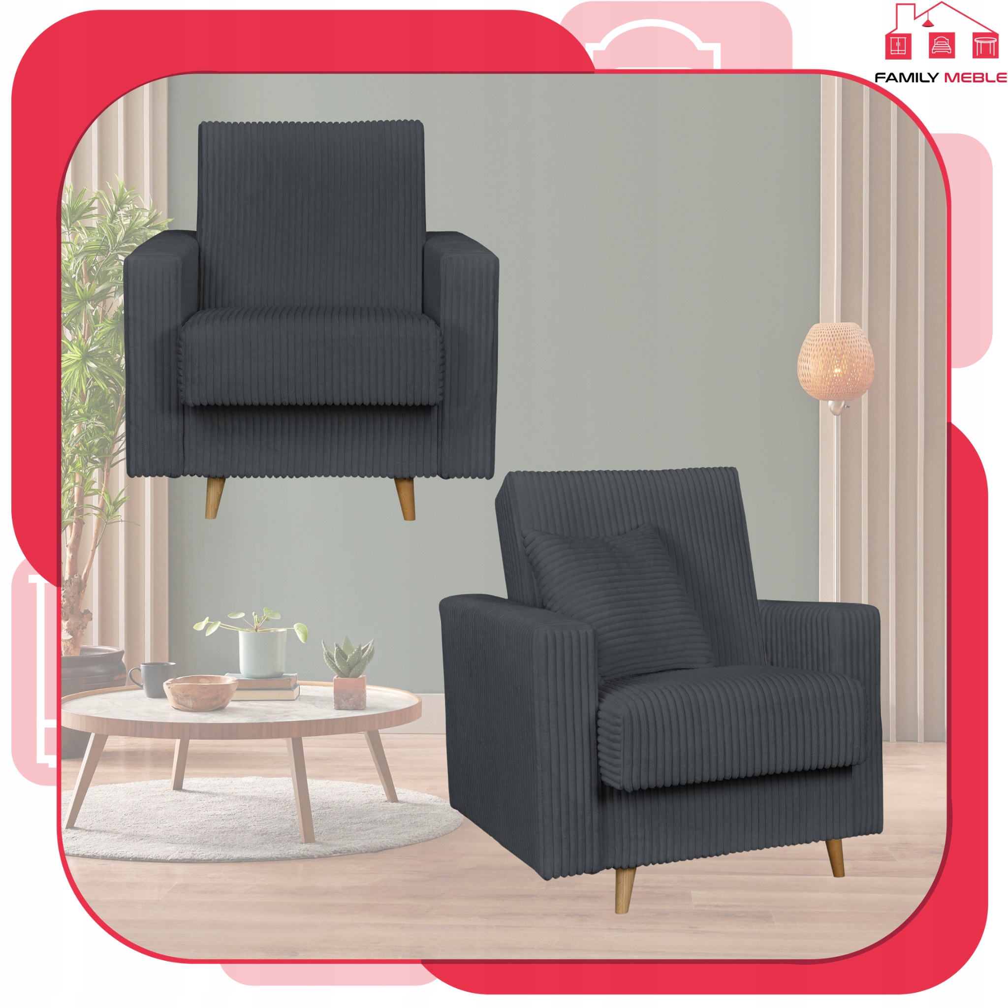 Zestaw mebli wypoczynkowy Rene wersalka kanapa fotele Bonell Family Meble