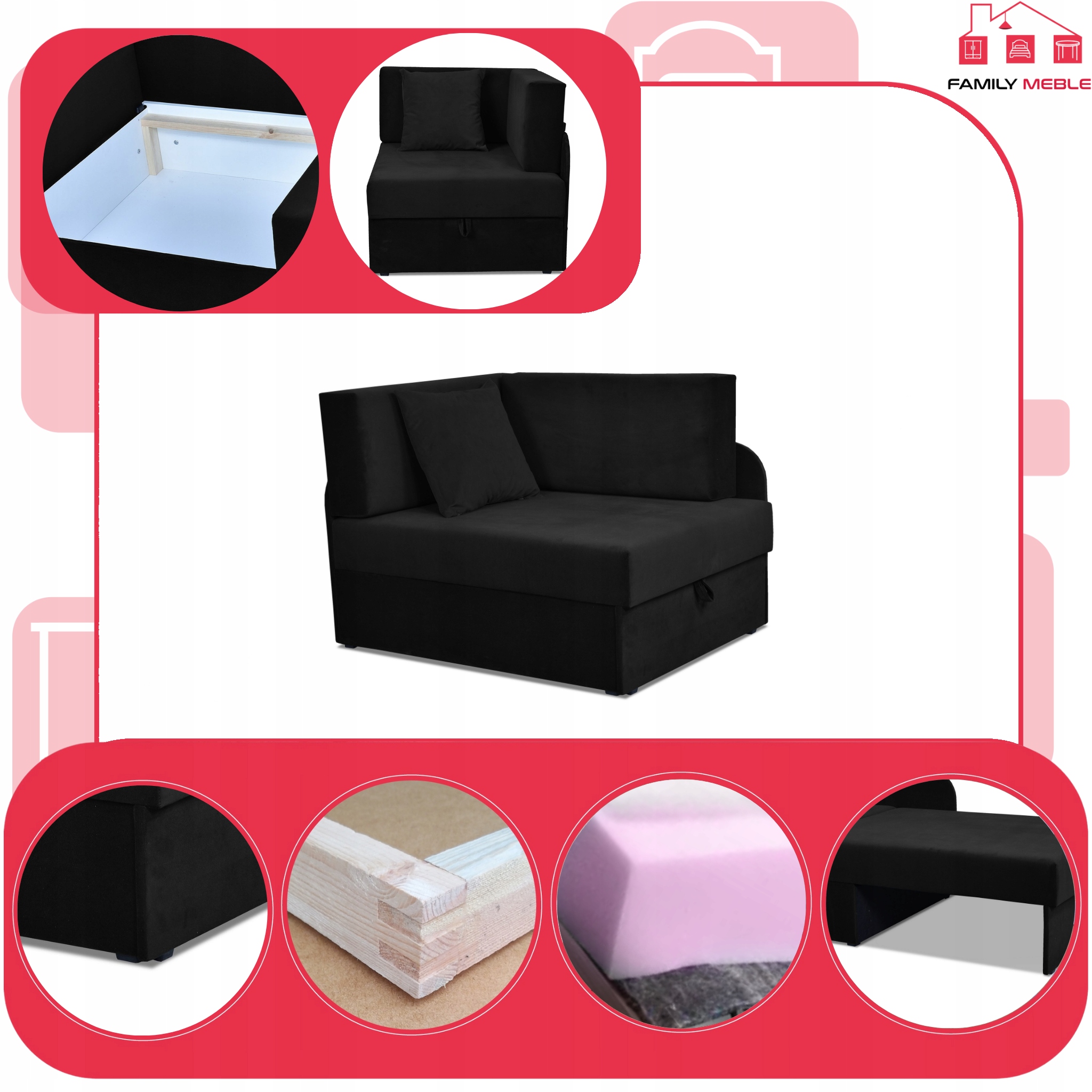 Narożnik dziecięcy Denis rozkładany pojemnik łóżko dla dzieci materac kubuś