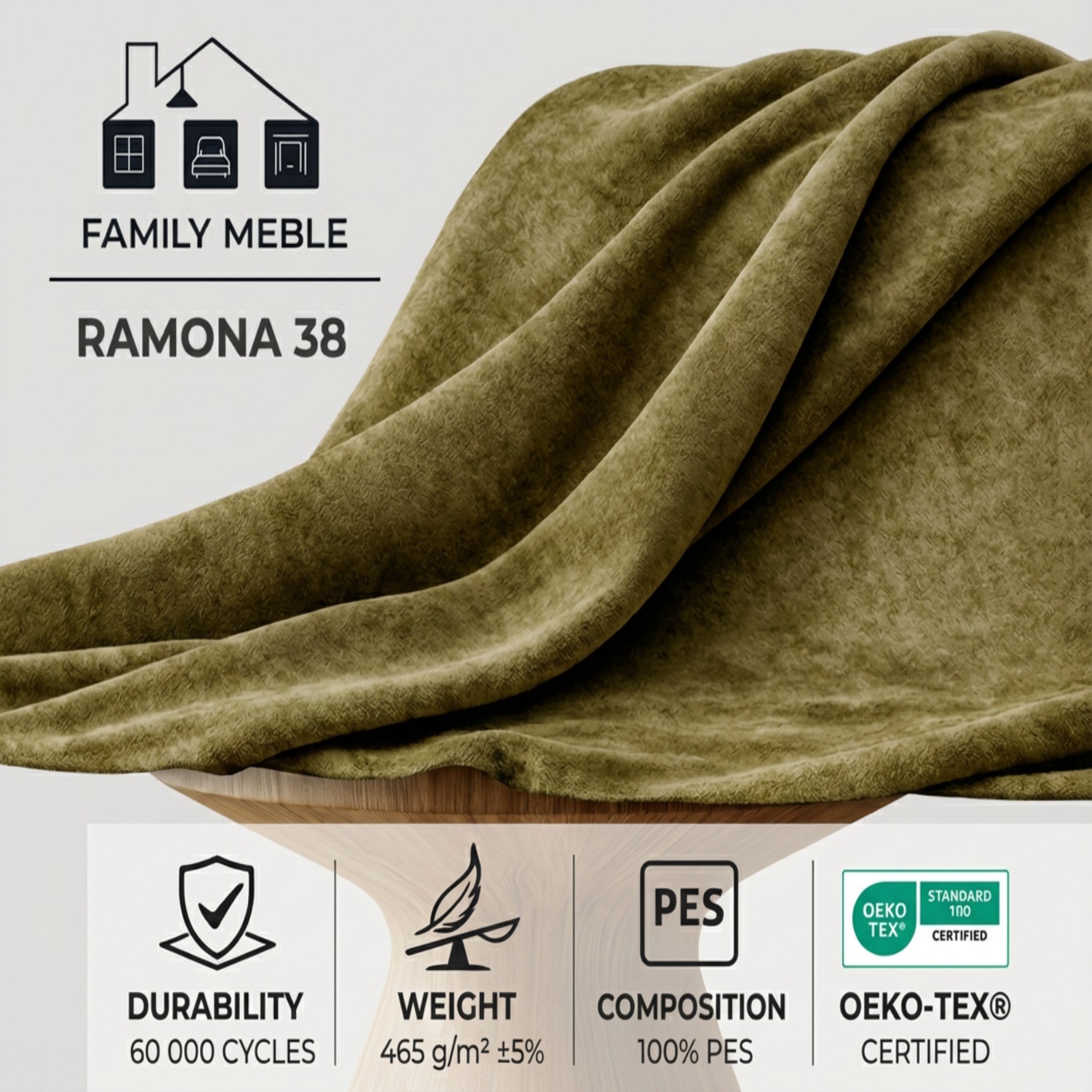 Narożnik rozkładany U spania 2 Pojemniki zielony welur Savio BIG Family — tkanina