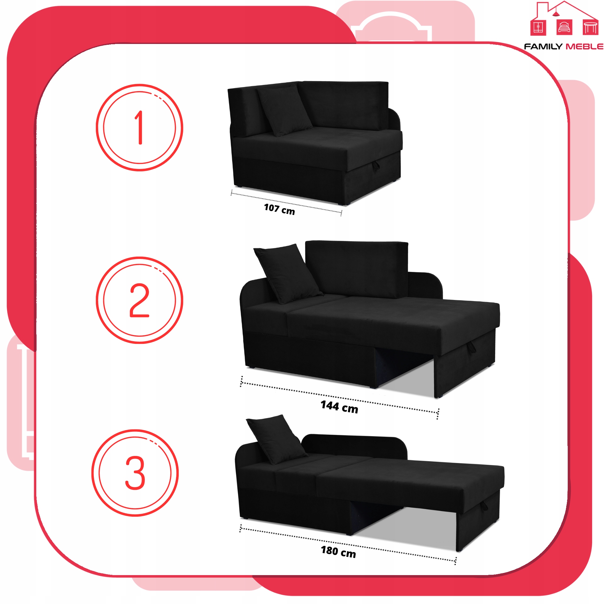 Narożnik dziecięcy Denis rozkładany pojemnik łóżko dla dzieci materac kubuś