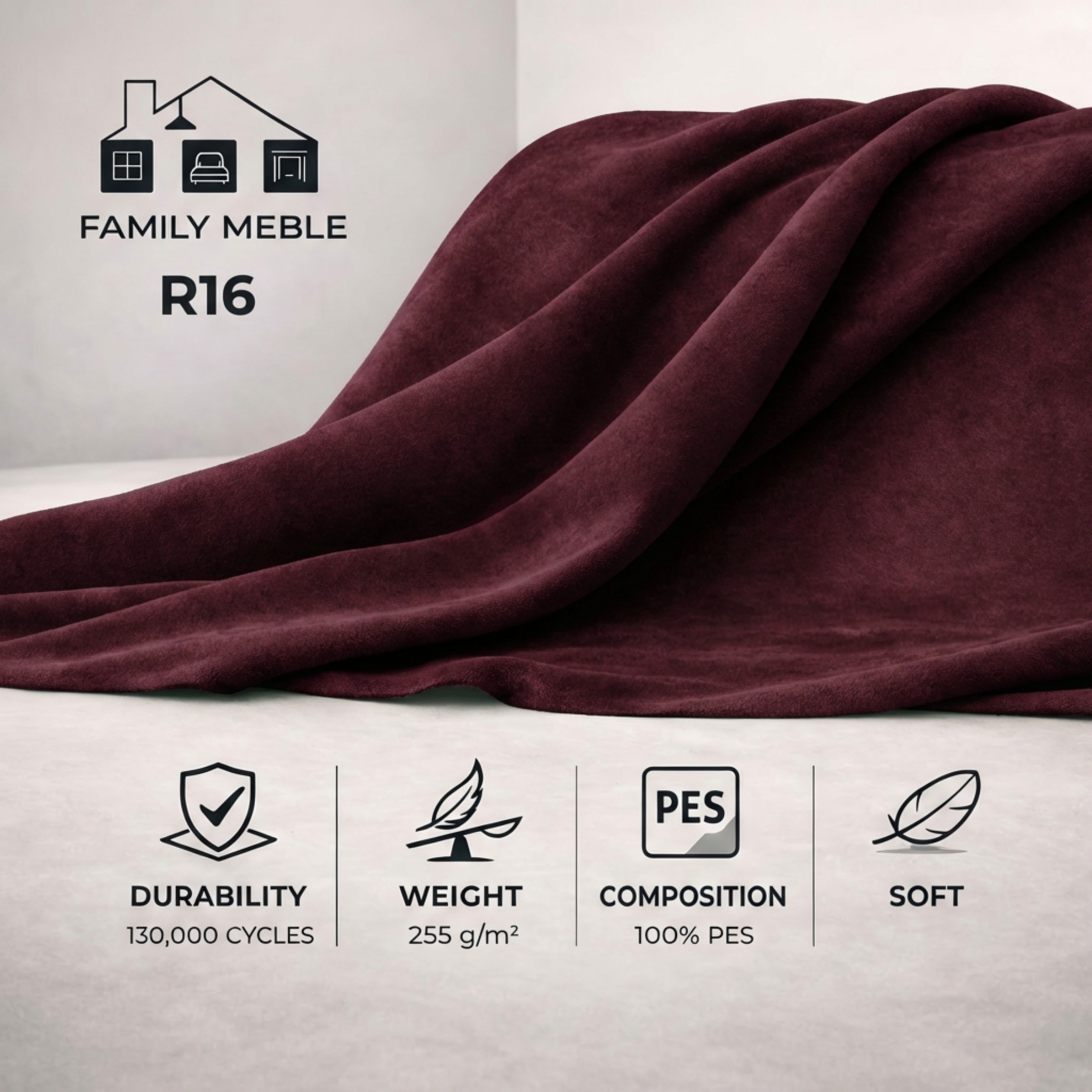 Fotel uszak skandynawski bordowy burgund biskupi fioletowy Ari Family Meble — tkanina