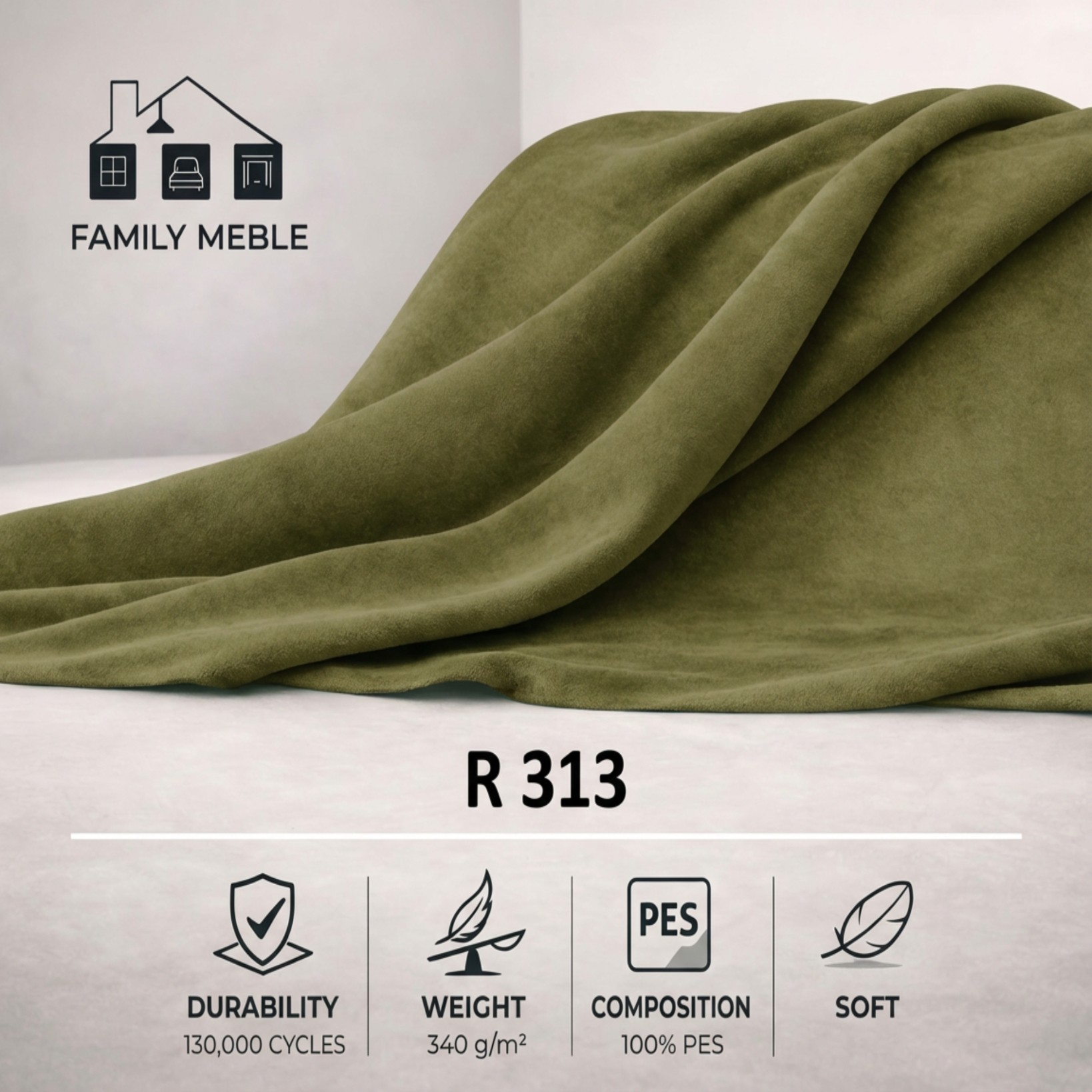 Fotele uszaki zielone pistacjowe khaki sprężyny aksamit Diana Family Meble — tkanina