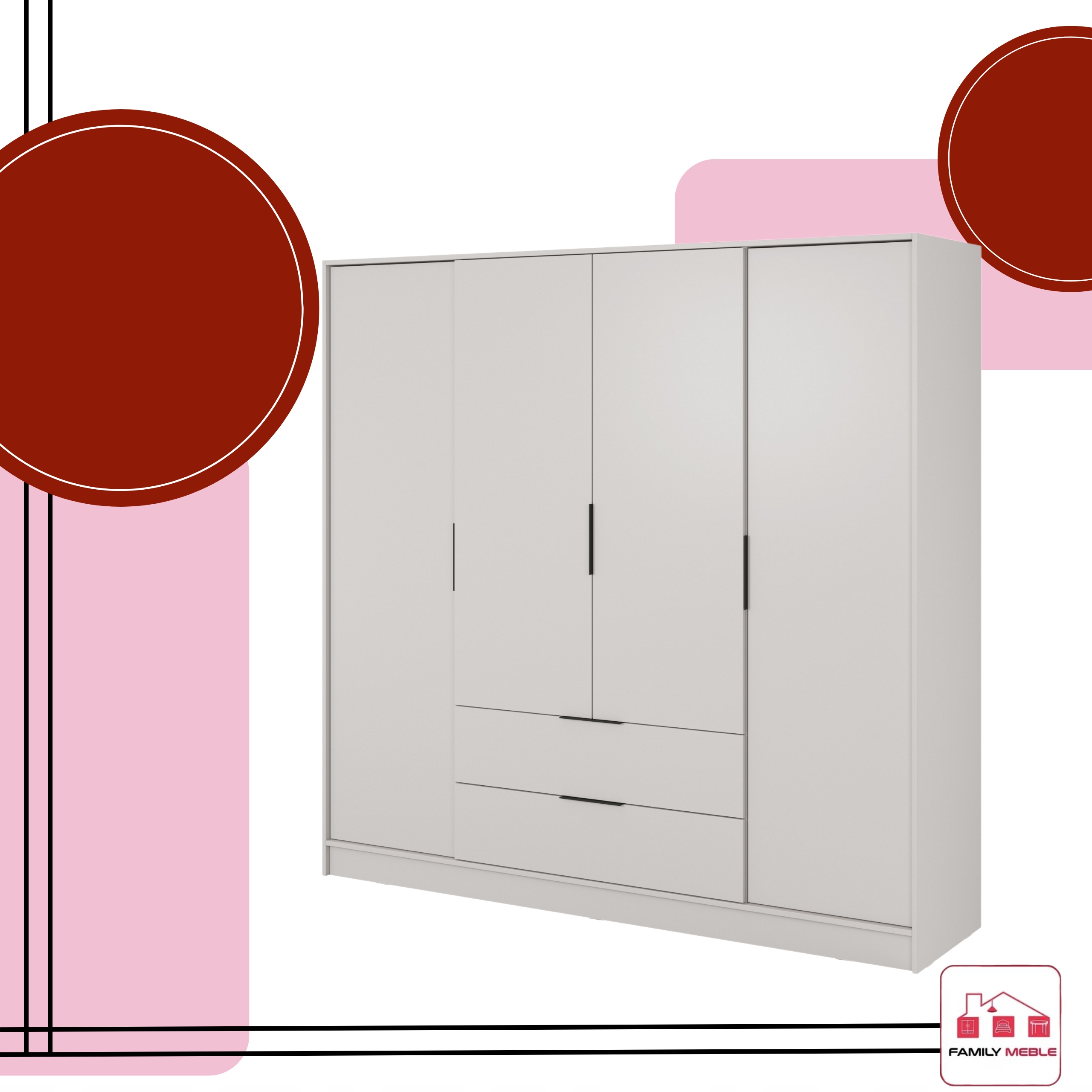 SZAFA GARDEROBA LIVIA 4D OTWIERANA KASZMIR DUŻA NA UBRANIA SZUFLADY drążek