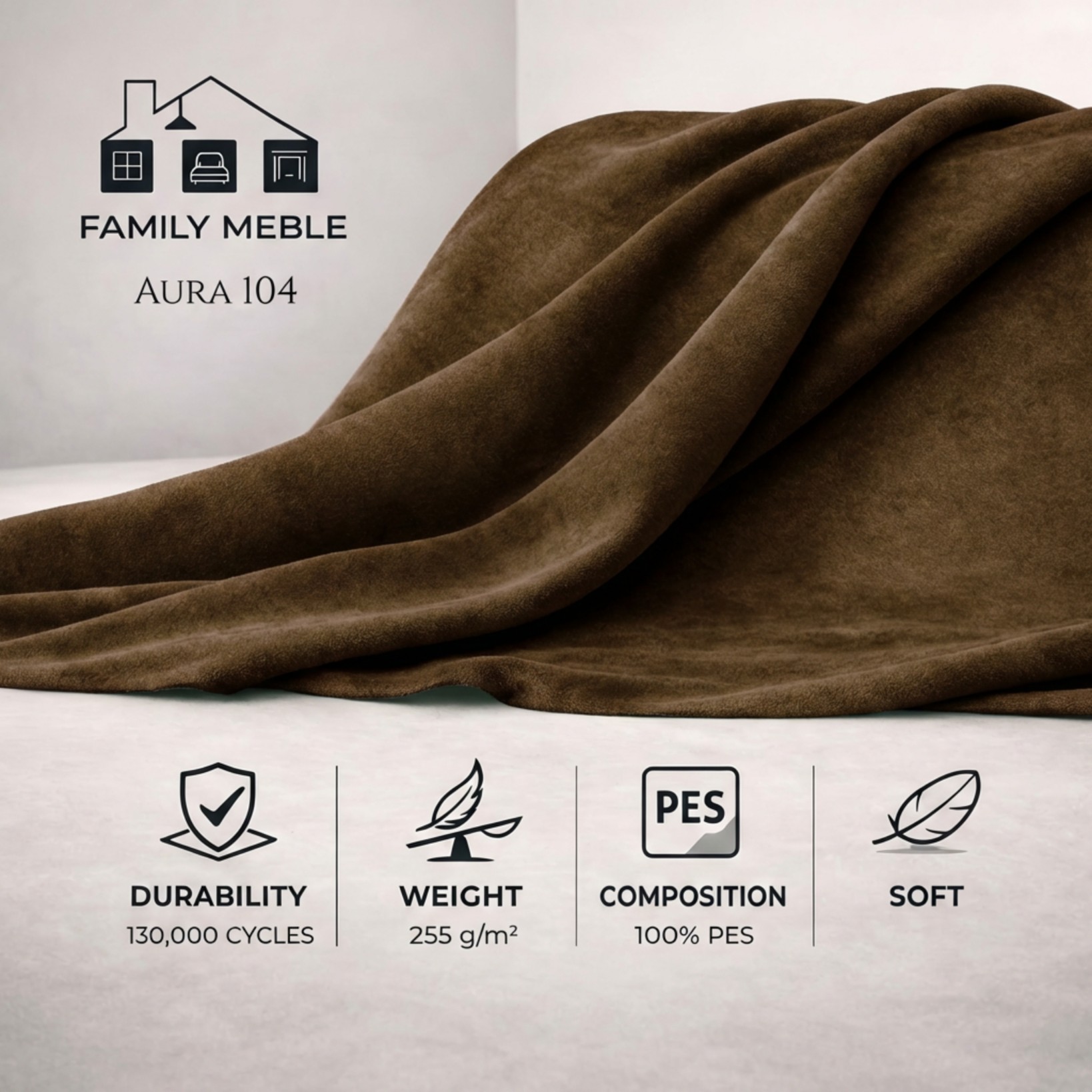 Sofa Kanapa Uszak Skandynawska brązowa kryształki nowa Gaja Family Meble — tkanina