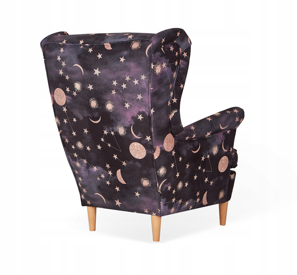 Fotel uszak ARI PRINT skandynawski Family Meble design wzorzysty noc