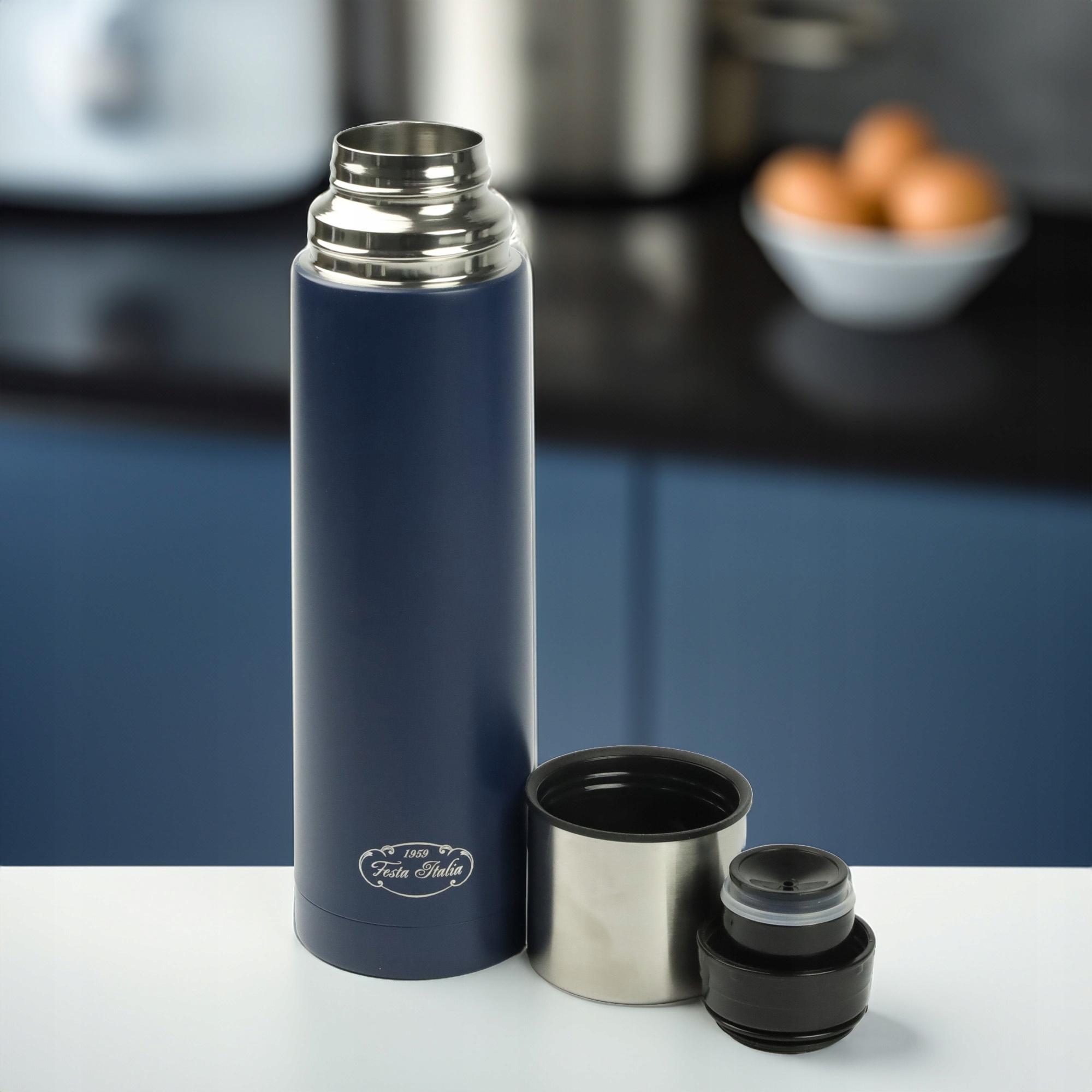 TERMOS GRANATOWY TERMICZNY 750ML STAL NIERDZEWNA BIDON NA GORĄCE NAPOJE