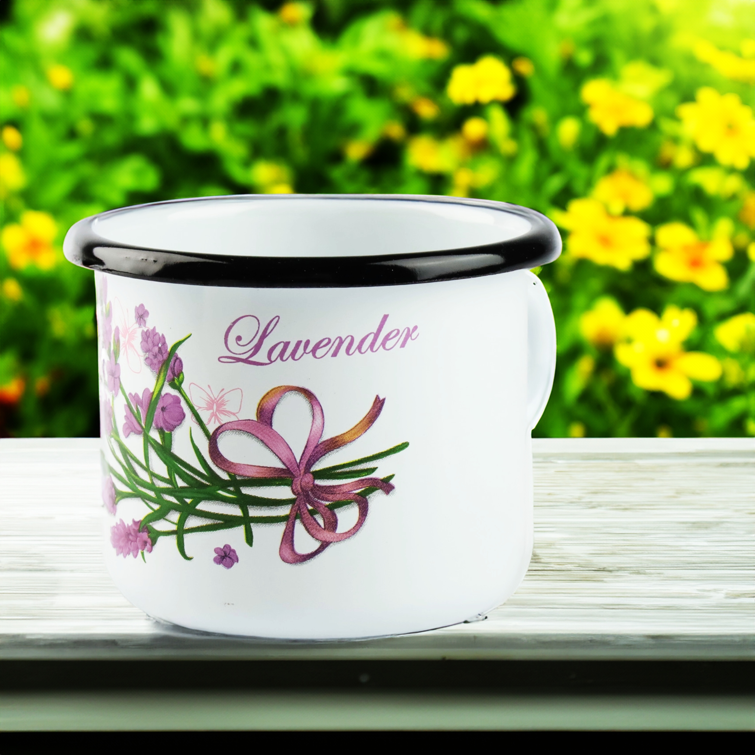 KUBEK SILESIA EMALIA 400 ML 9CM METALOWY KUBEK DO KAWY HERBATY OBOZOWY