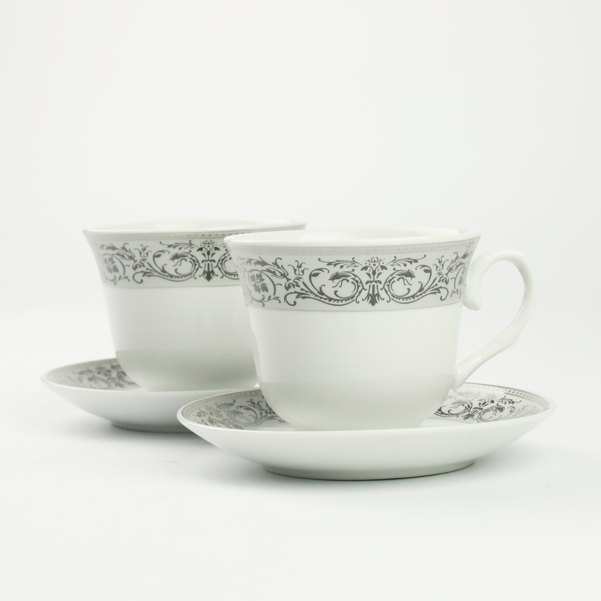 ZESTAW FILIŻANEK Z TALERZYKAMI NA PREZENT 250 ML PORCELANA DO KAWY HERBATY