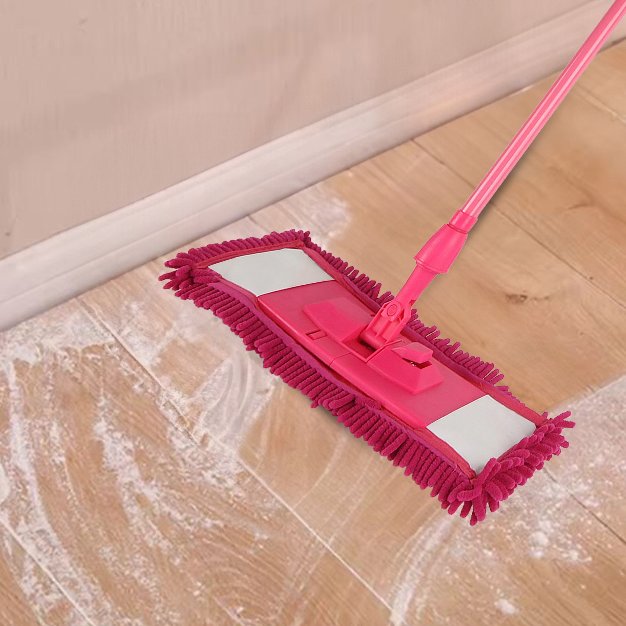 KPL TELESKOPOWY MOP RÓŻOWY + ZAPAS SZENILOWY PŁASKI ULTRA CHŁONNY BEZ SMUG