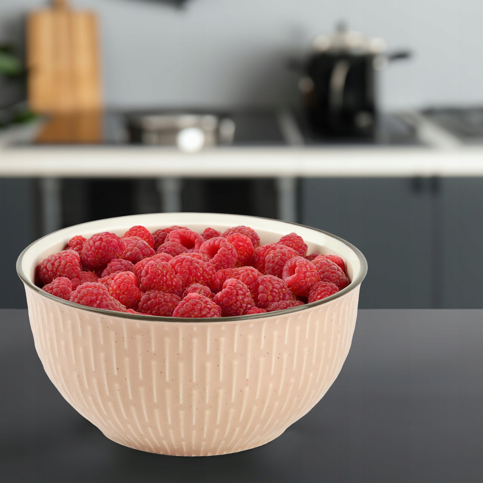 CERAMICZNA SALATERKA NA ZUPĘ OWOCE PRZEKĄSKI RÓŻOWA ZDOBIONA Z WZOREM