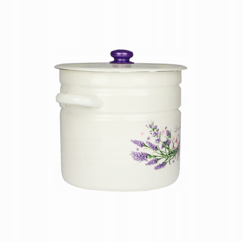 GARNEK EMALIOWANY 12 L POKRYWKA WZÓR LAWENDA DO GOTOWANIA POTRAW PRZETWORÓW