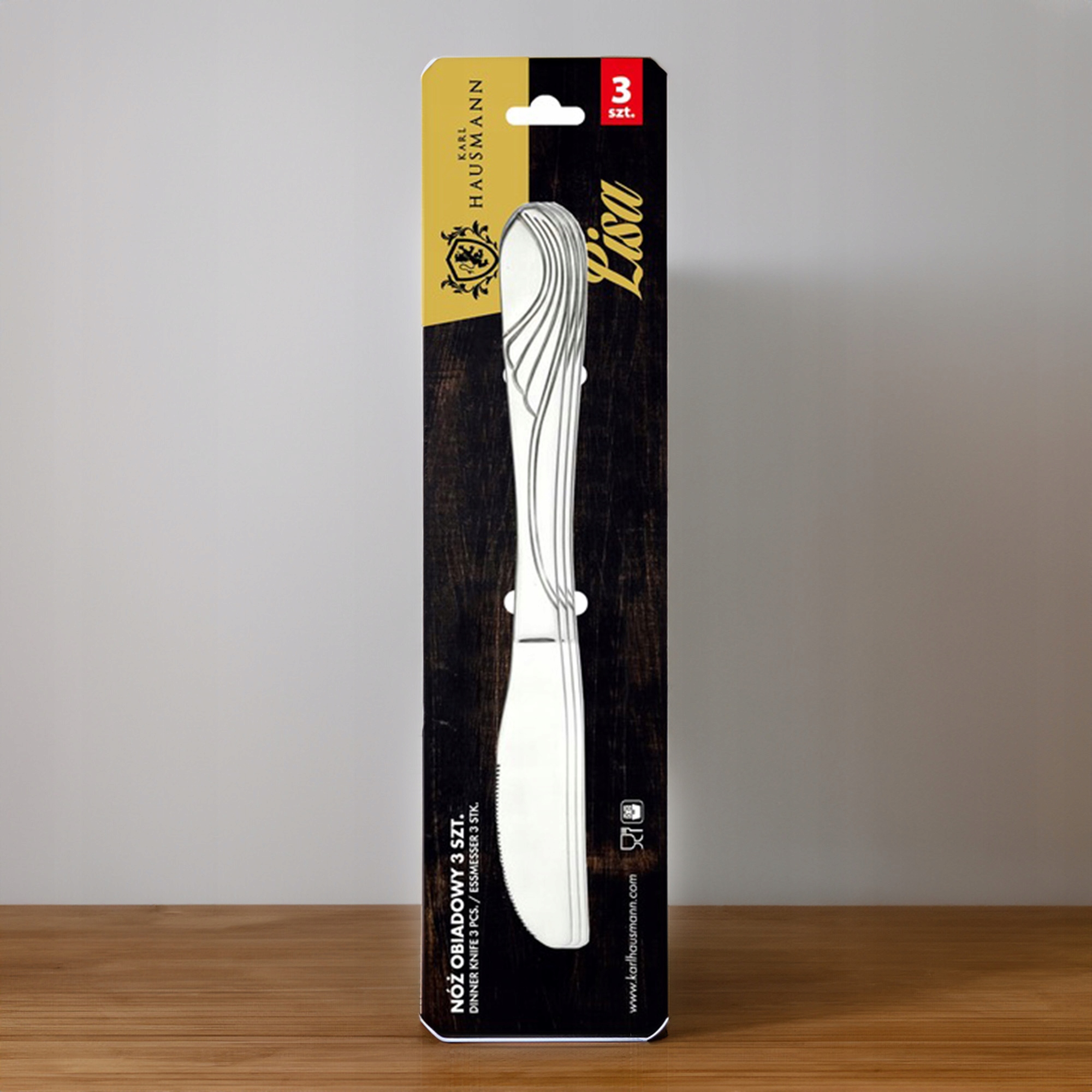 KPL. NOŻY OBIADOWYCH LISA 3SZT STAL NIERDZEWNA NÓŻ STOŁOWY WYSOKA JAKOŚĆ