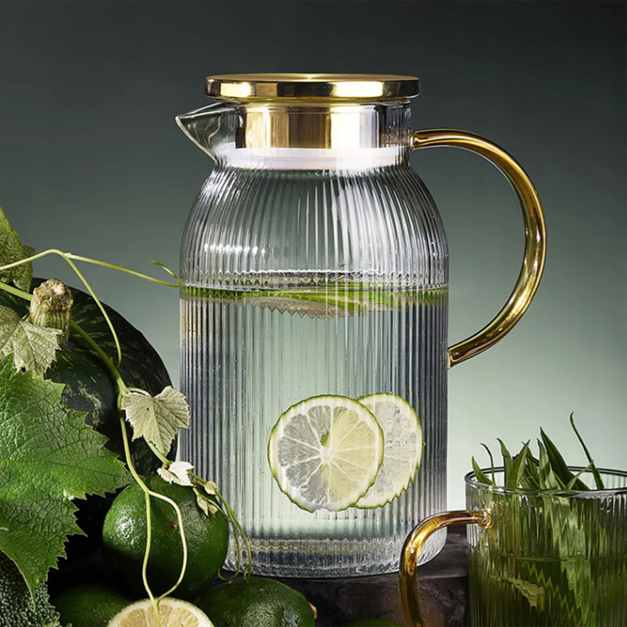 DZBANEK SZKLANY NA WODĘ LEMONIADĘ 1,5L KARAFKA Z POKRYWKĄ SITKO FILTRUJĄCE