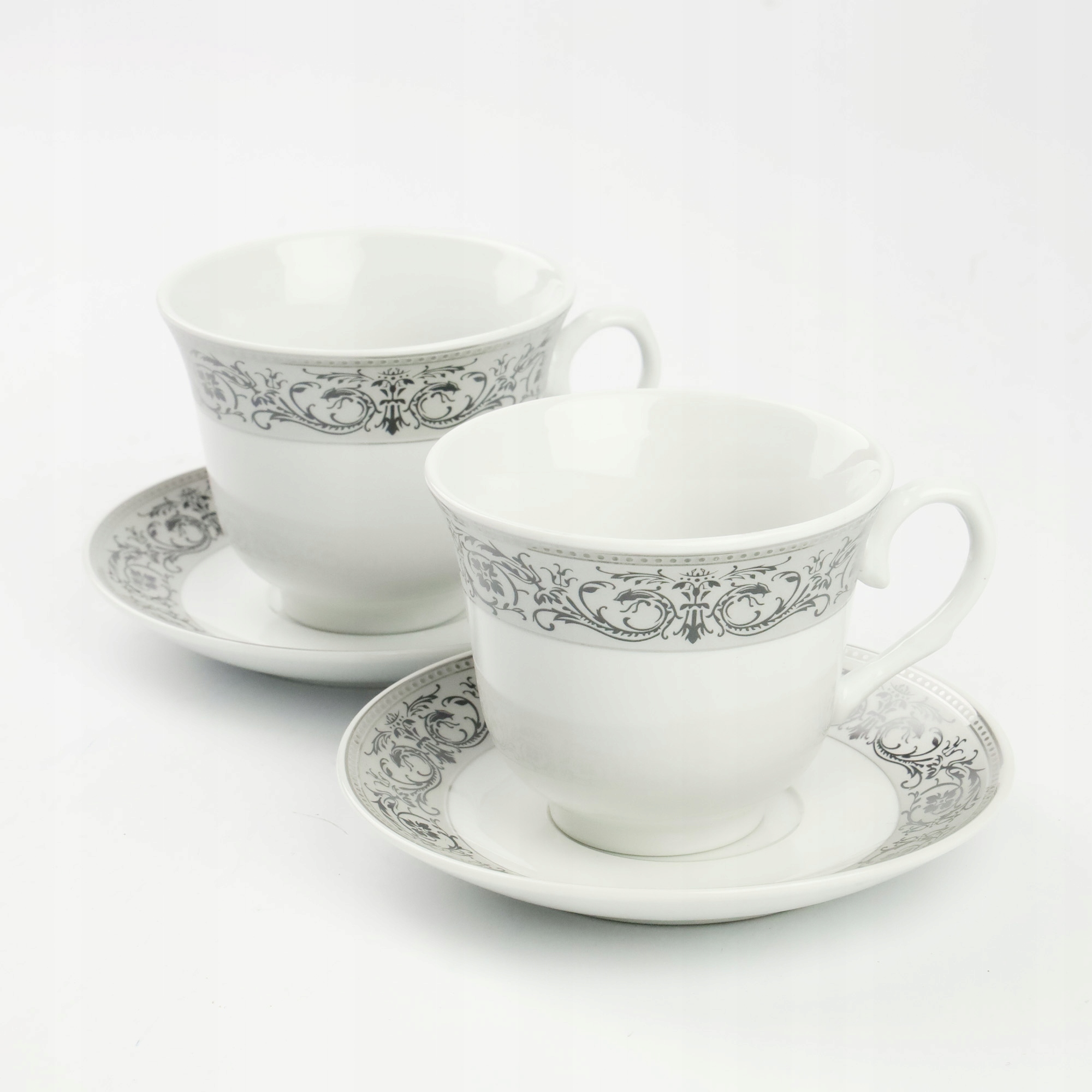 ZESTAW FILIŻANEK Z TALERZYKAMI NA PREZENT 250 ML PORCELANA DO KAWY HERBATY