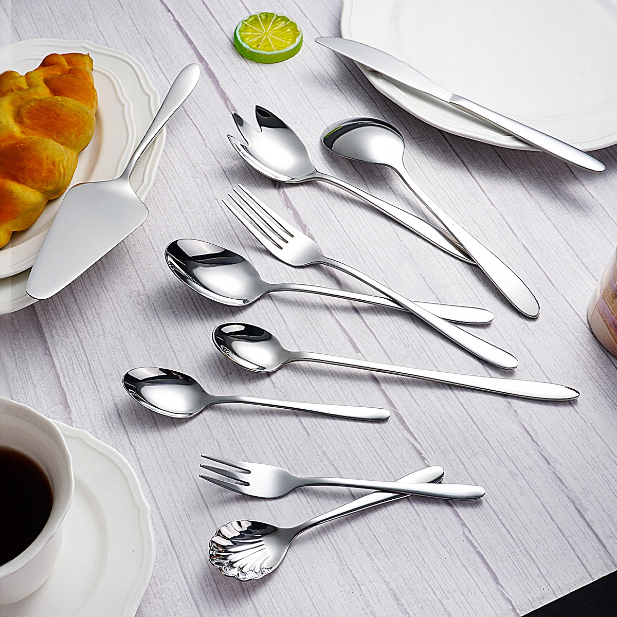 ZESTAW SZTUĆCE 72 elementów komplet SREBRNE 12 osób stal nierdzewna PUDEŁKO