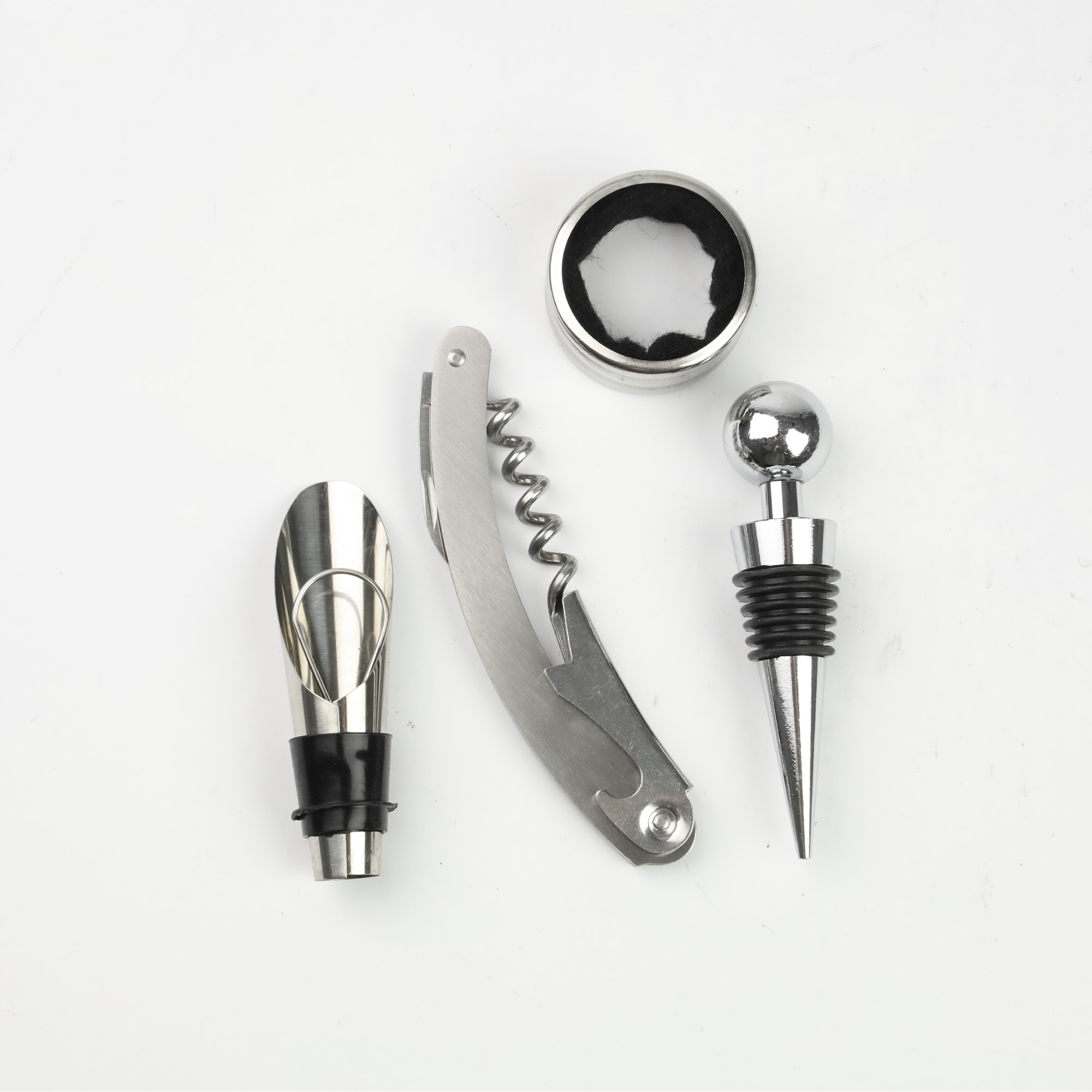 ZESTAW AKCESORIA DO WINA 4w1 NA PREZENT KORKOCIĄG KOREK PIERŚCIEŃ NALEWAK