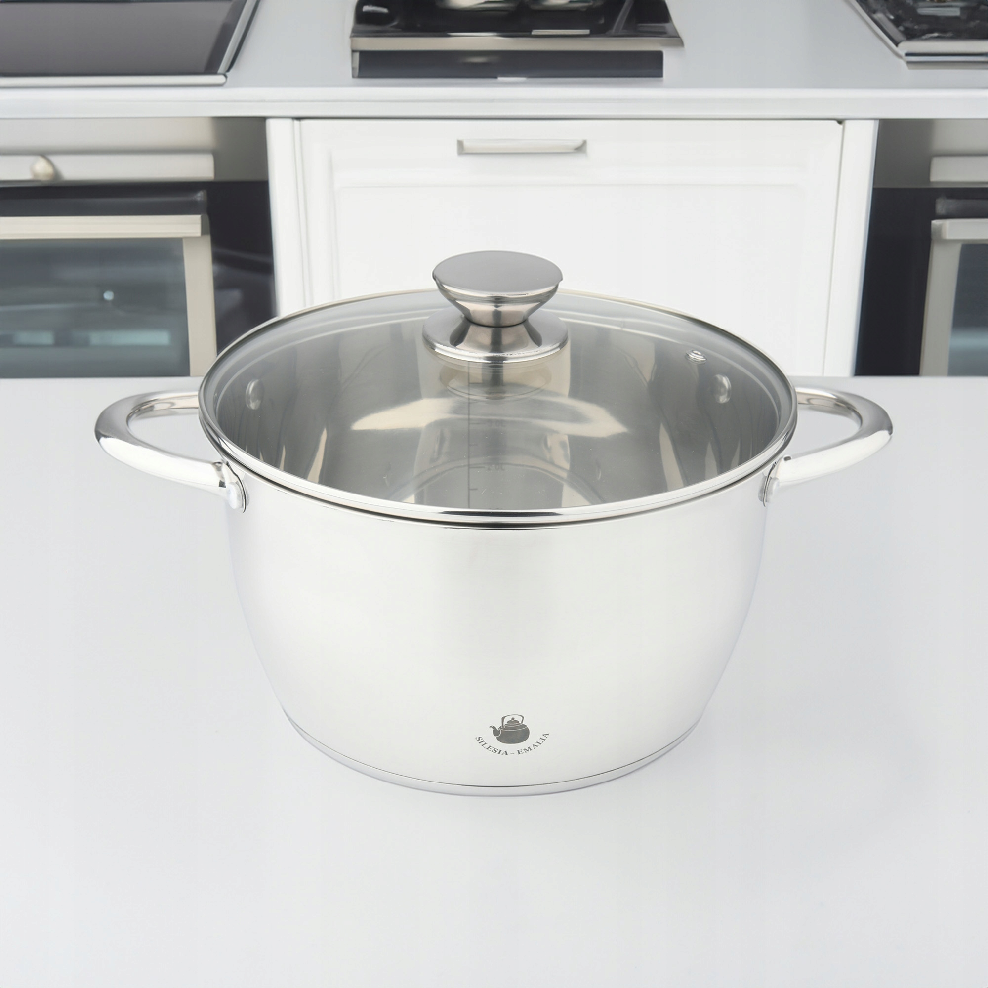 GARNEK Z SZKLANĄ POKRYWKĄ LEON 3,7L 22 CM STAL NIERDZEWNA