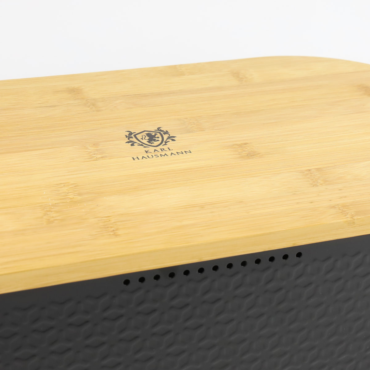 Chlebak pojemnik na pieczywo na chleb bułki stalowy deska bambusowa czarny