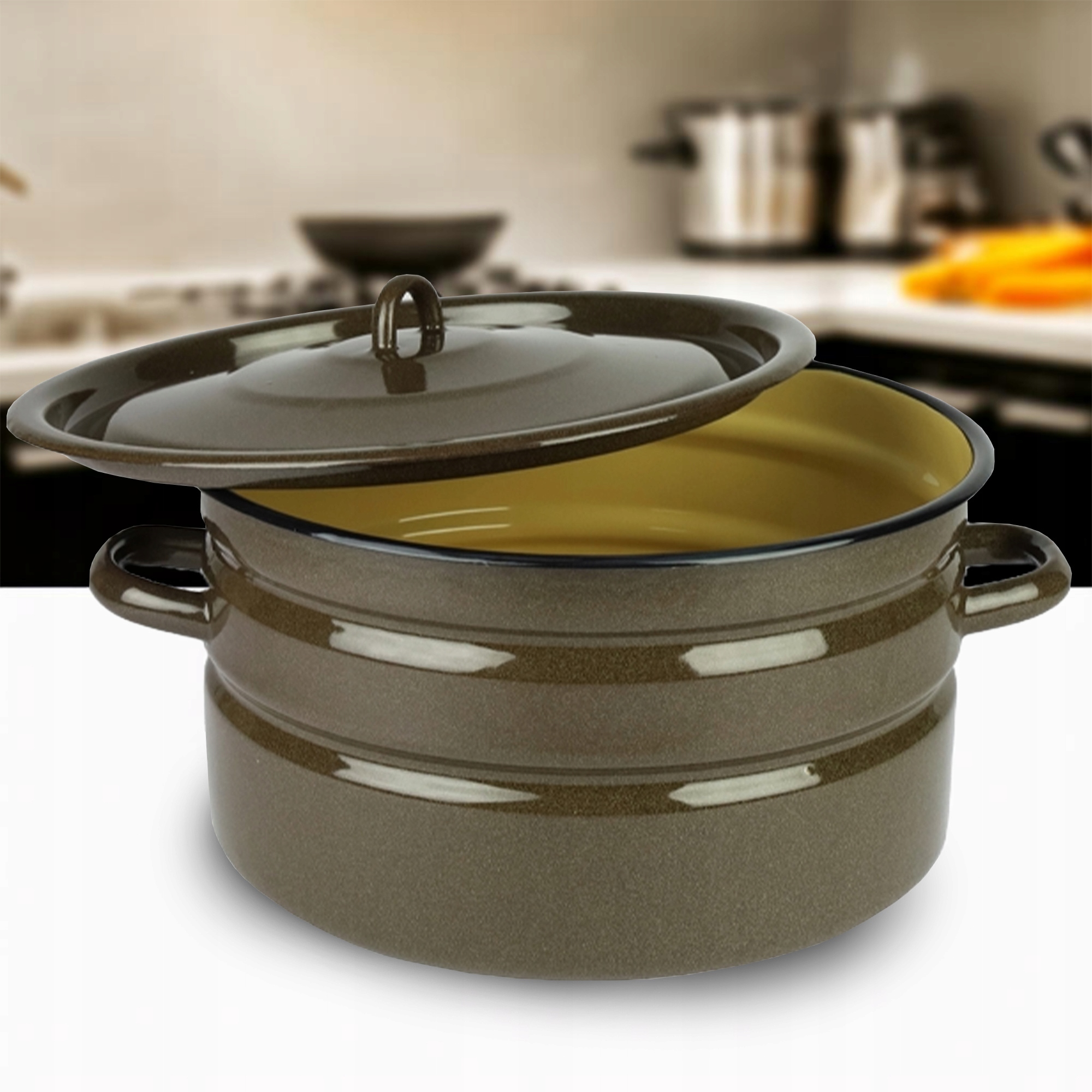 GARNEK EMALIOWANY POWDILAK 14 L Z POKRYWKĄ DO GOTOWANIA POTRAW PRZETWORÓW