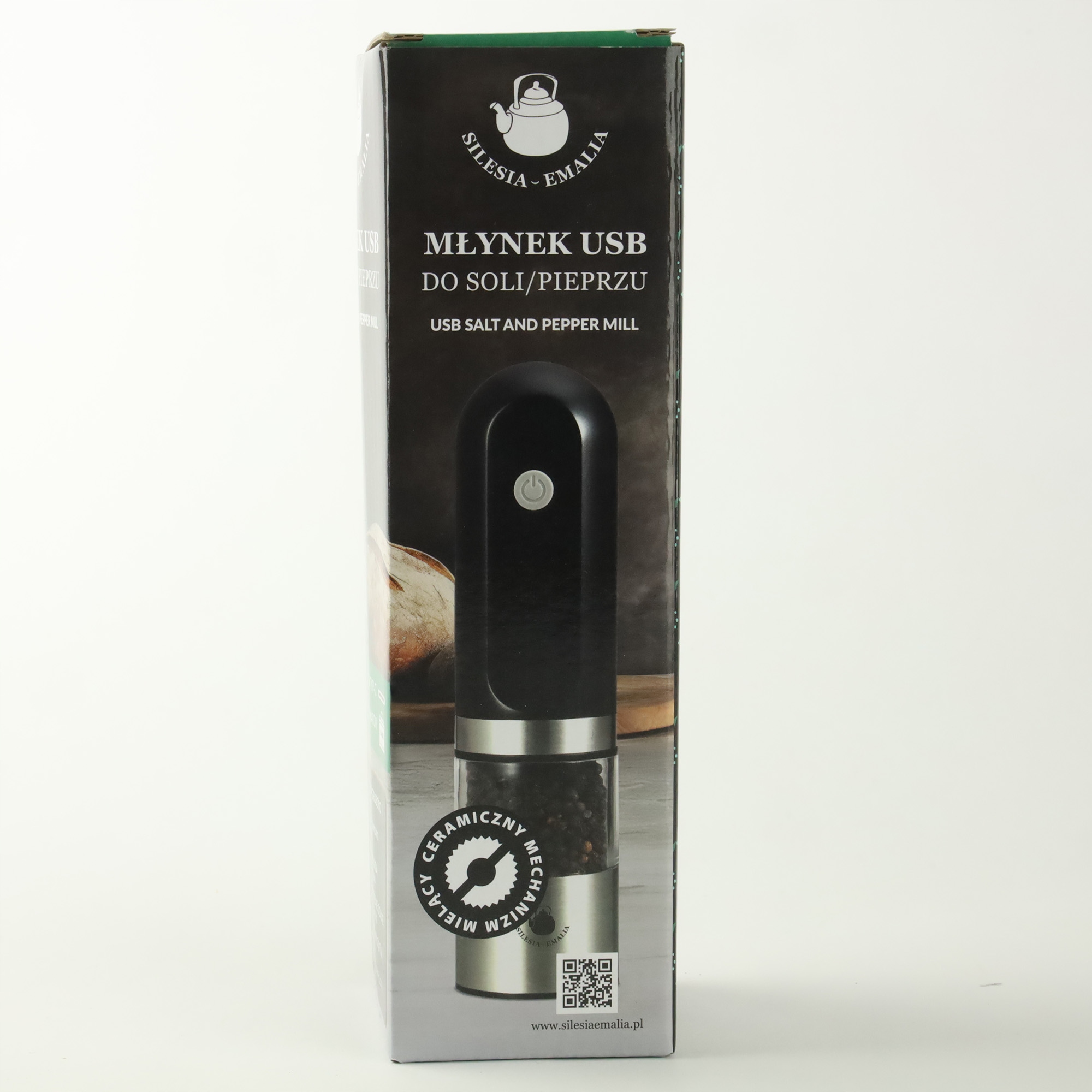 MŁYNEK ELEKTRYCZNY DO MIELENIA CZARNY PRZYPRAW SOLI PIEPRZU PRZYPRAW NA USB
