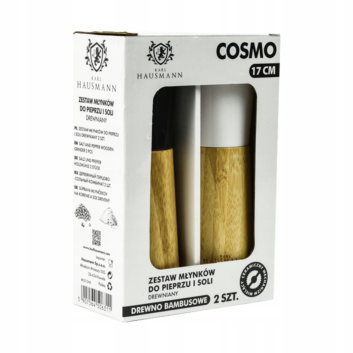 Zestaw komplet młynków do soli i pieprzu drewniane