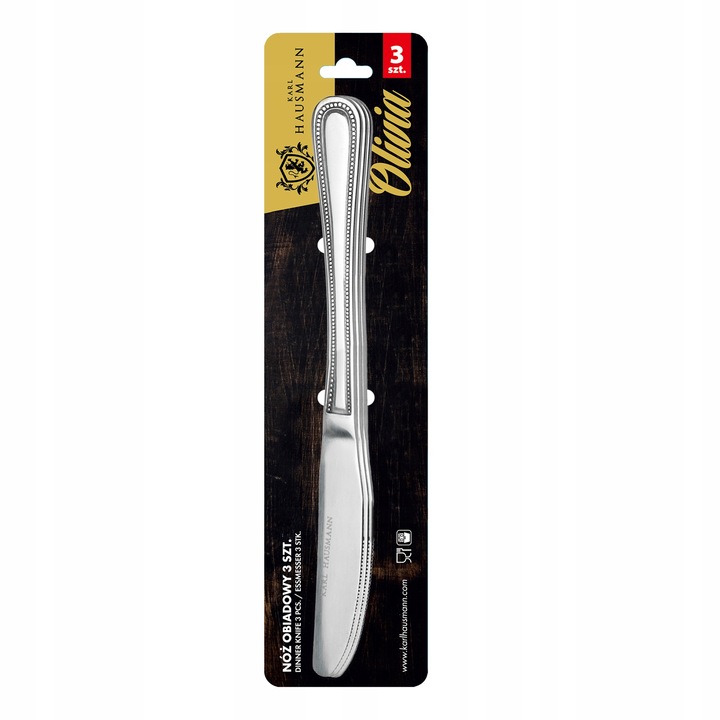 KPL. NOŻY OBIADOWYCH OLIVIA 3SZT STAL NIERDZEWNA NÓŻ STOŁOWY WYSOKA JAKOŚĆ